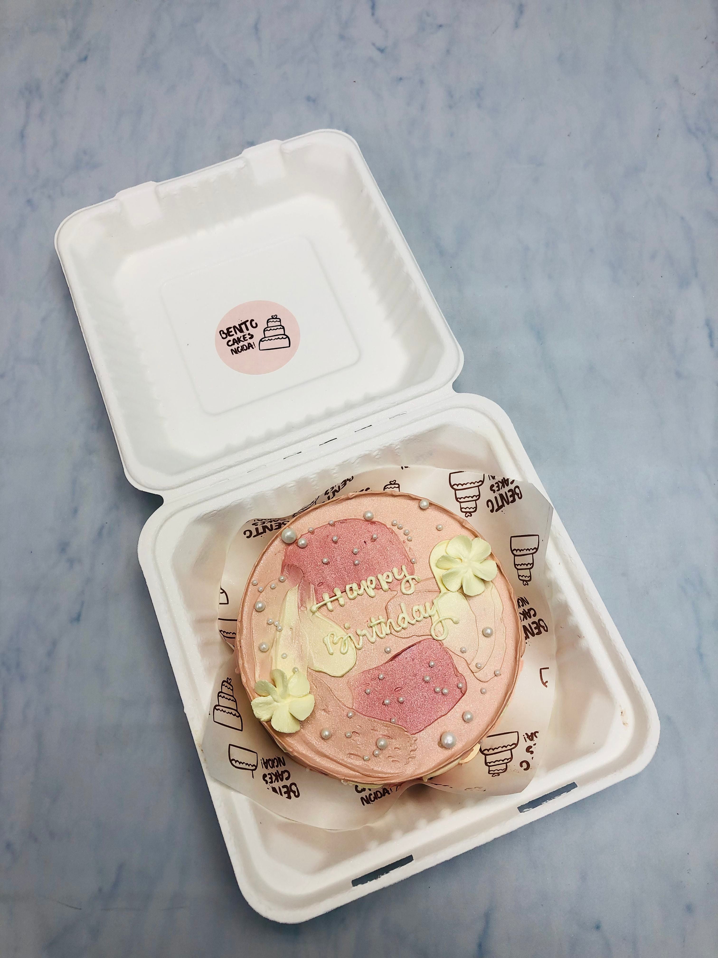 Shiny Brown Florals Theme Bento Cake