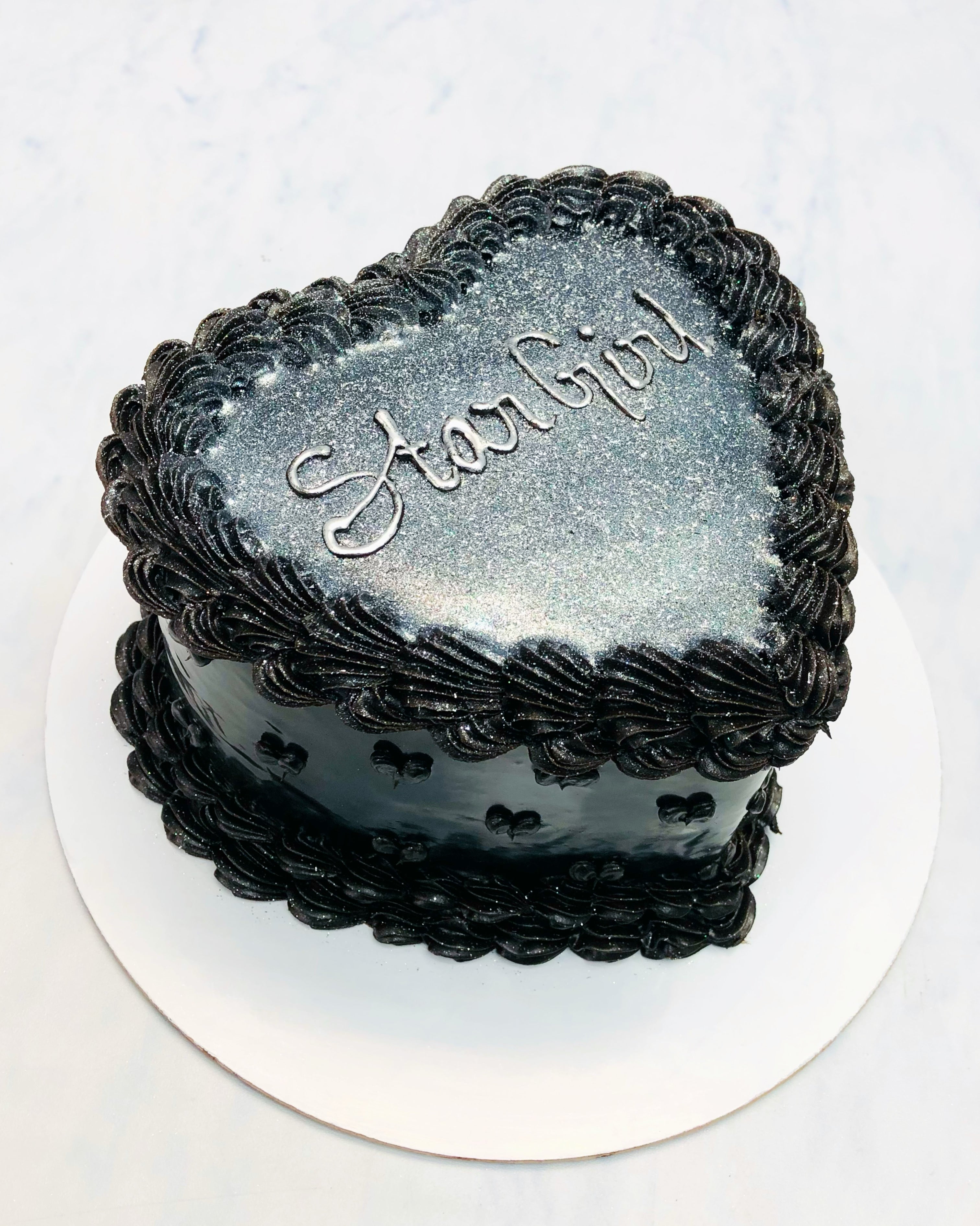 Star Girl Theme Black Heart Shape Cake