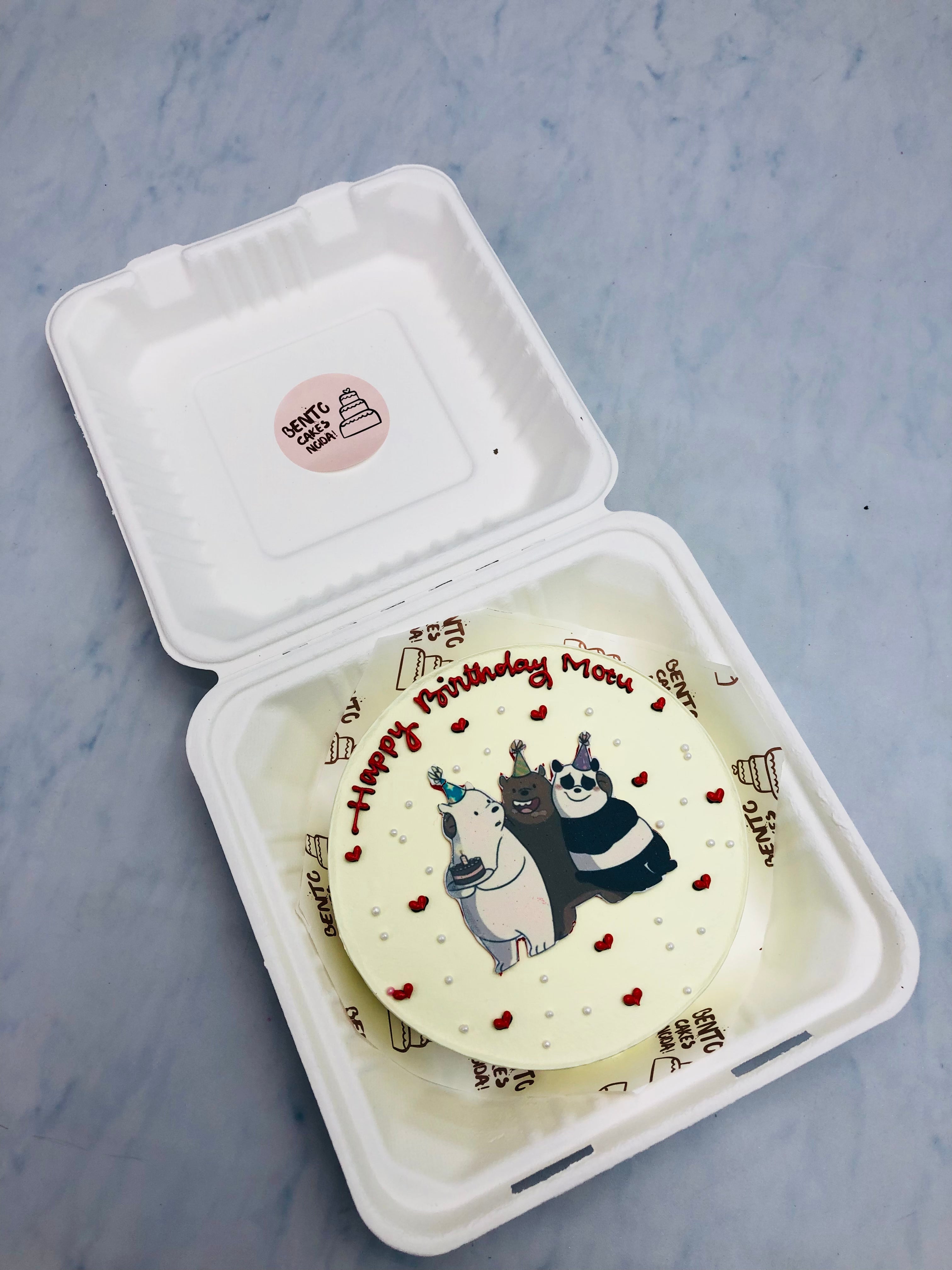 Bears Theme Off-White Bento Cake