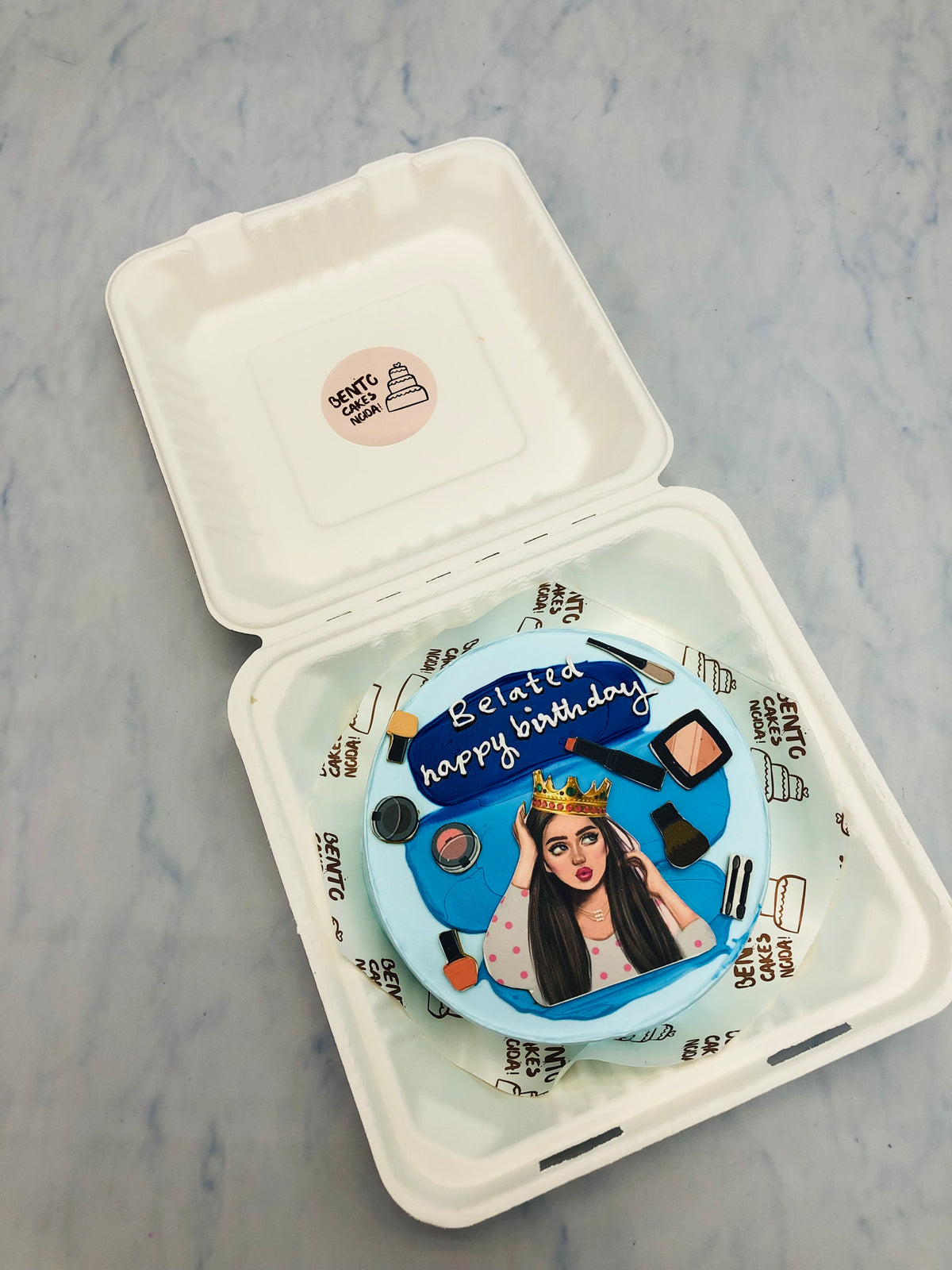 Makeup Lovers Blue Bento Cake