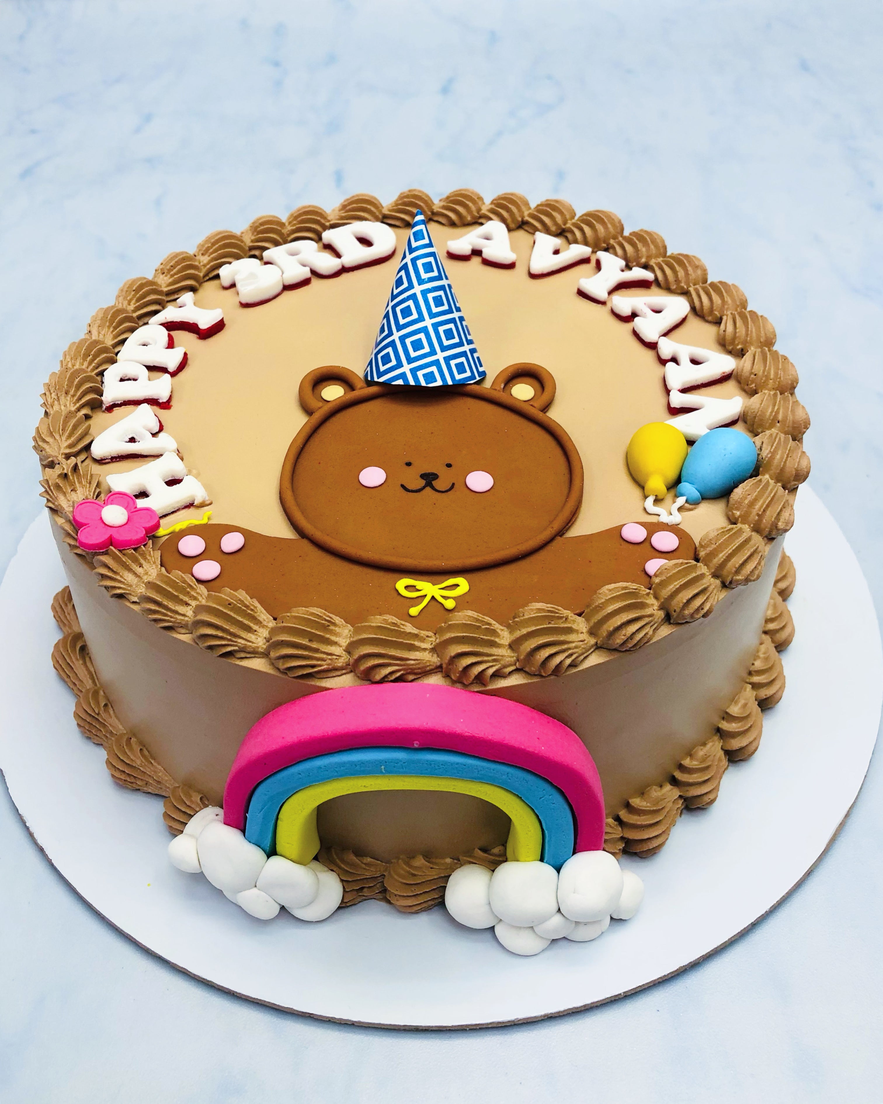 Teddy Brown Cream Birthday Cake