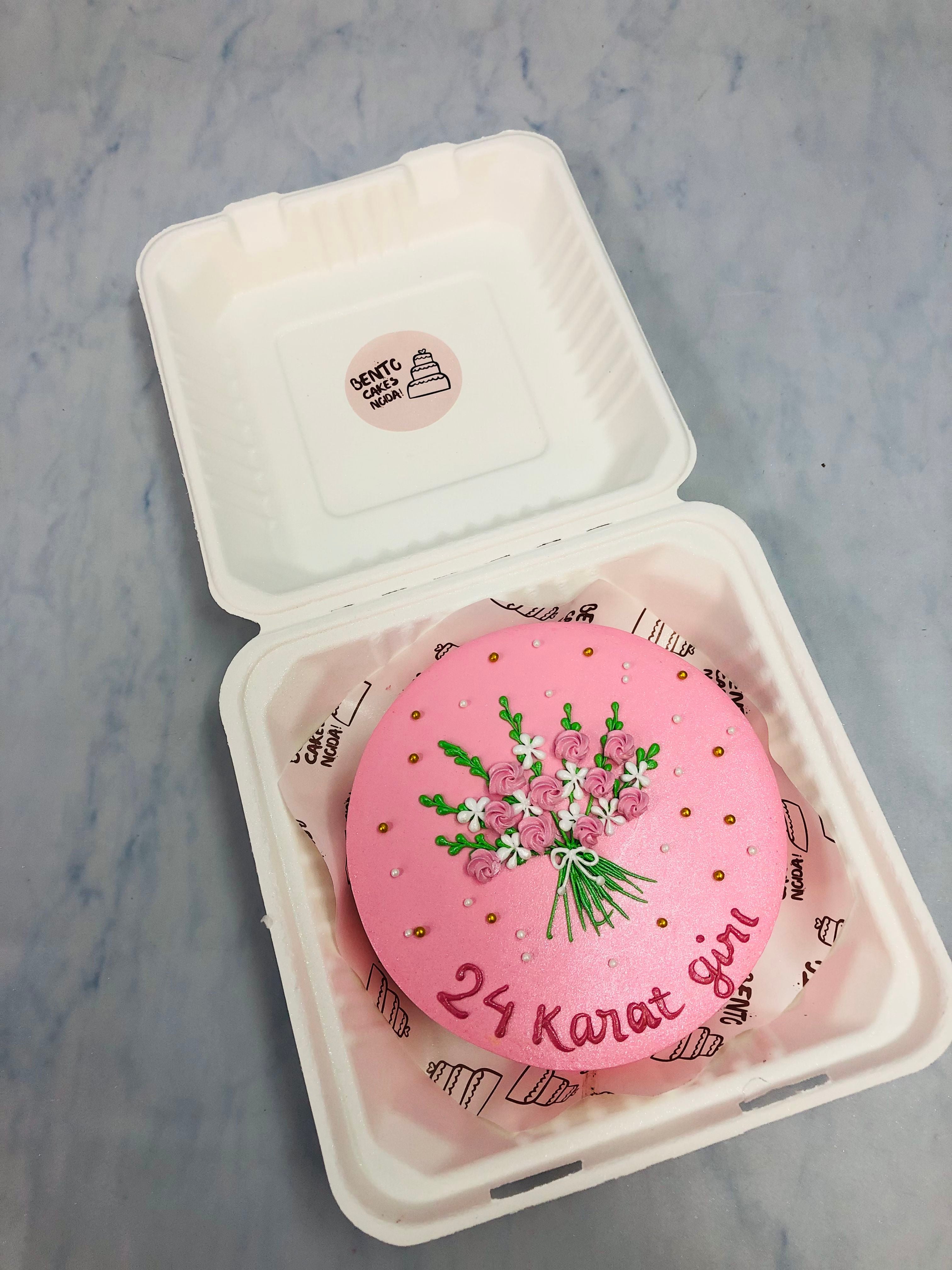 Charming Florals Theme Pink Bento Cake