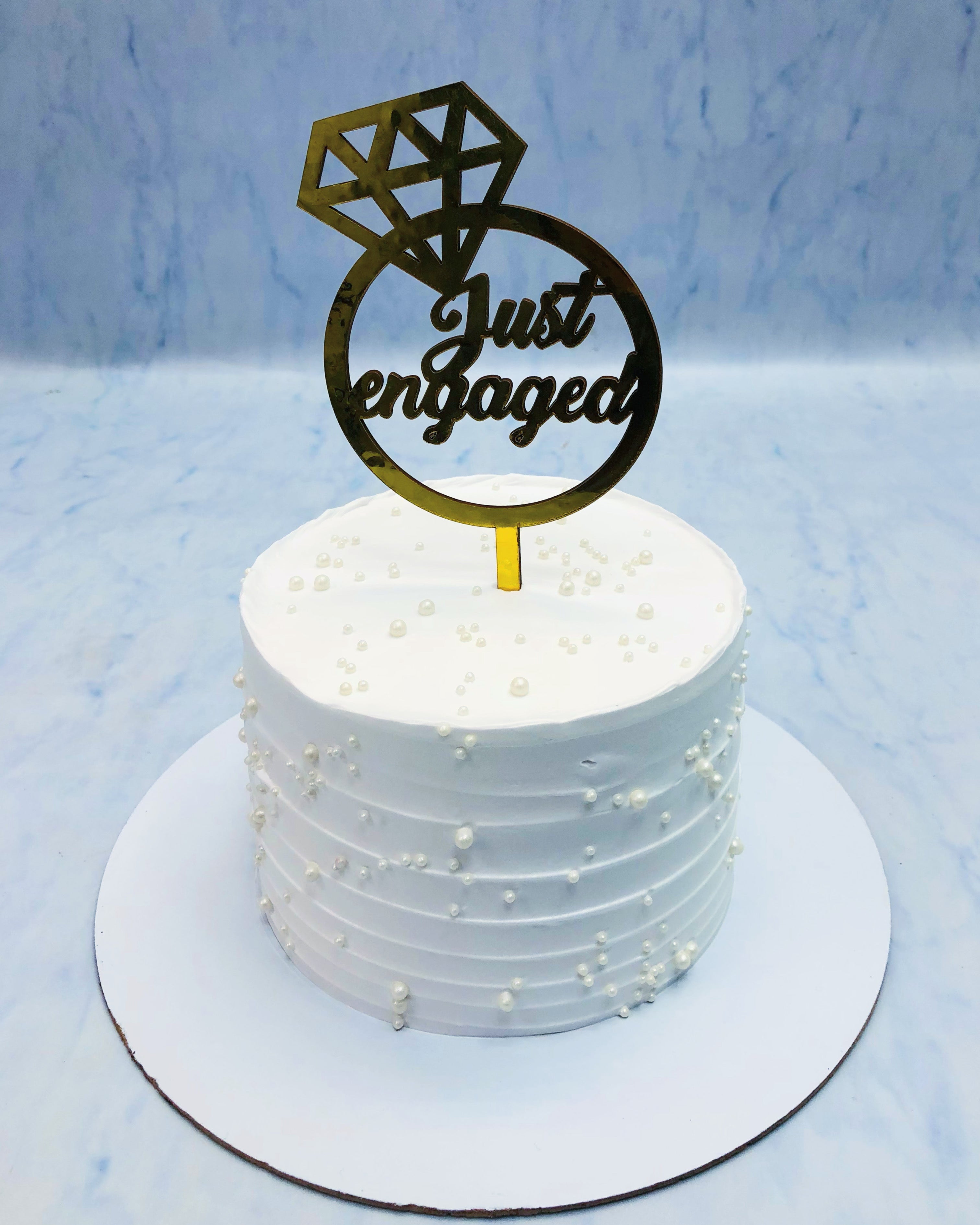 Pure White Just Engaged Cake