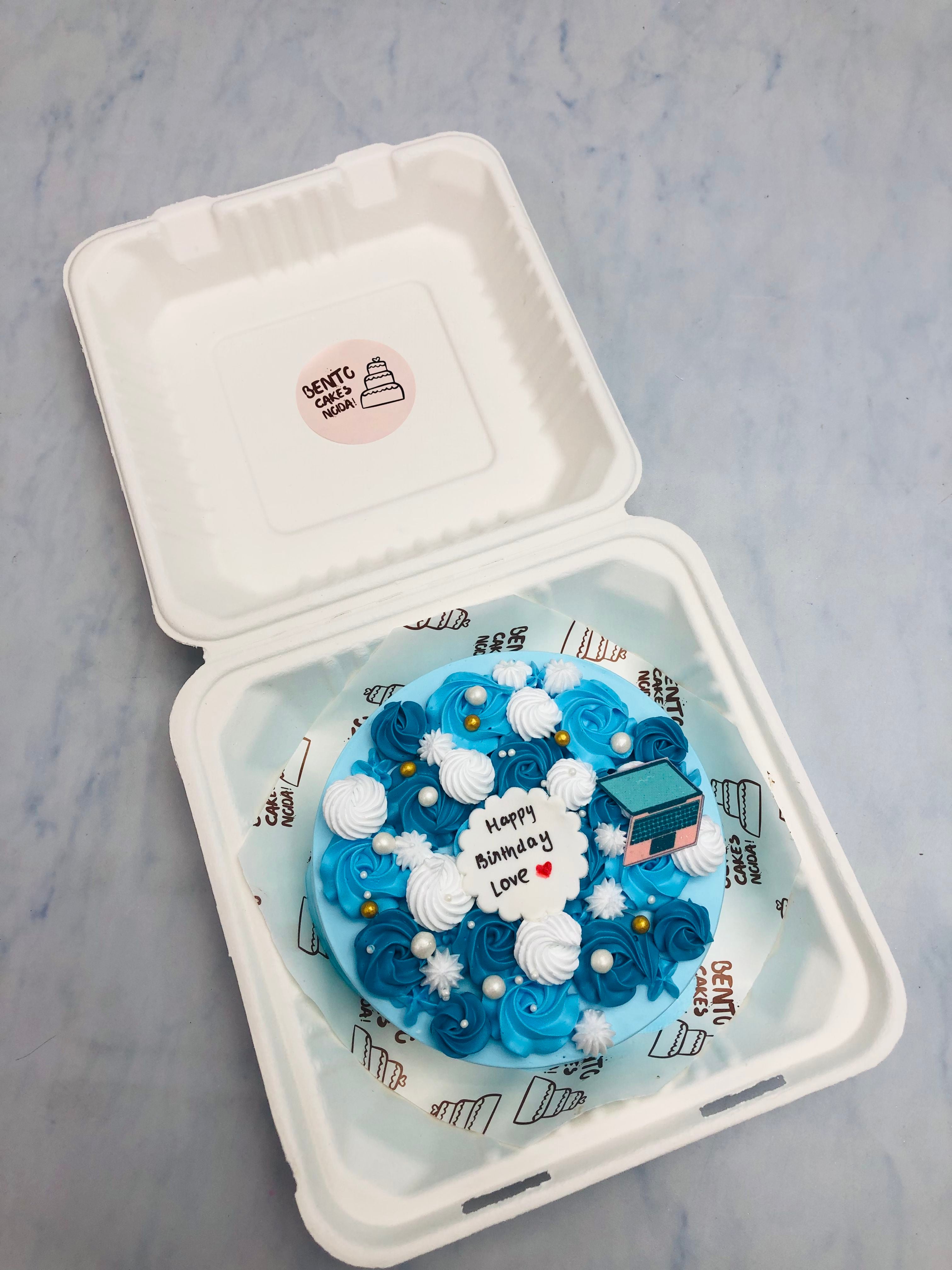 Aesthetic Blue Truffle Bento Cake