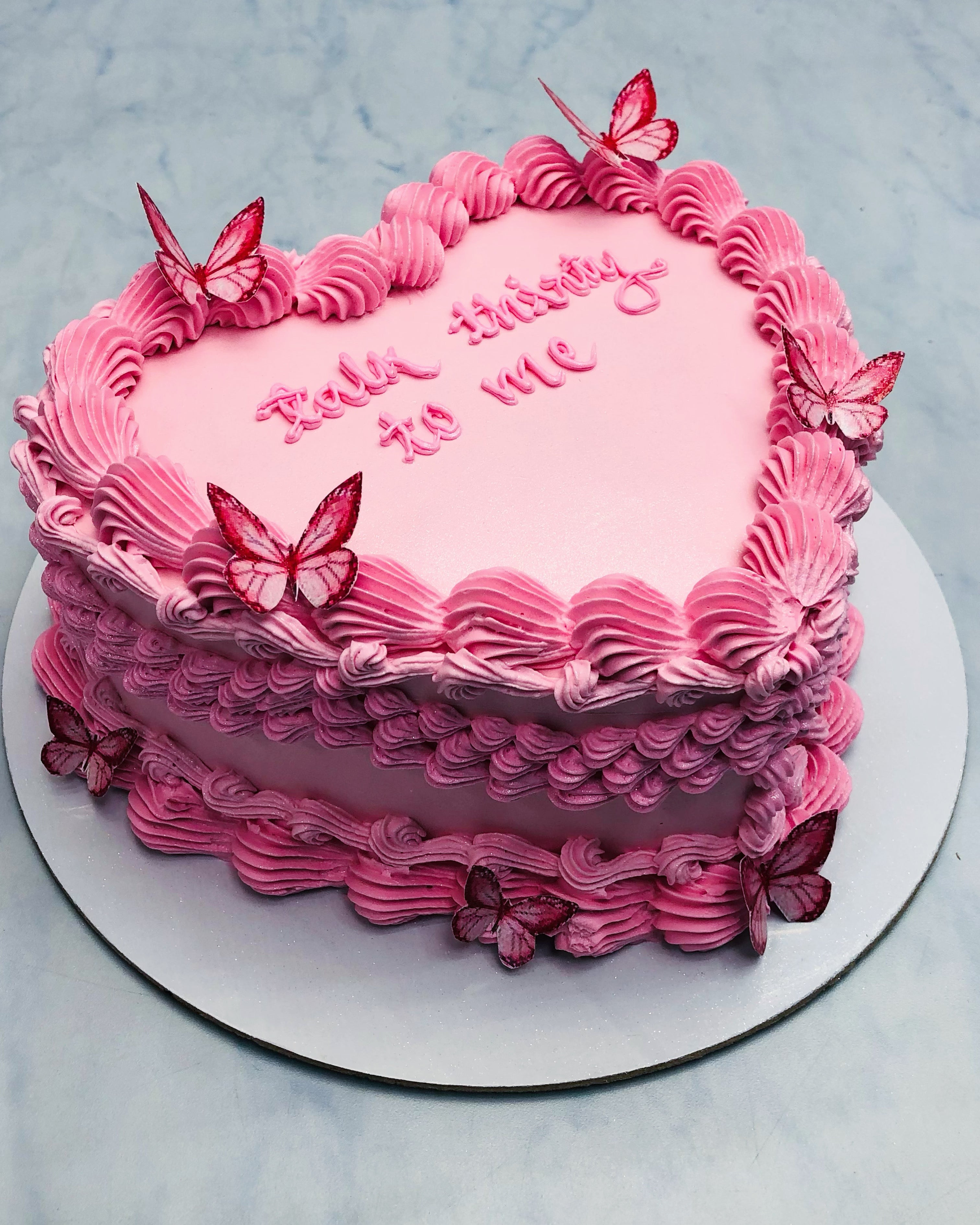 Vintage Heart Shape Cake with Butterflies