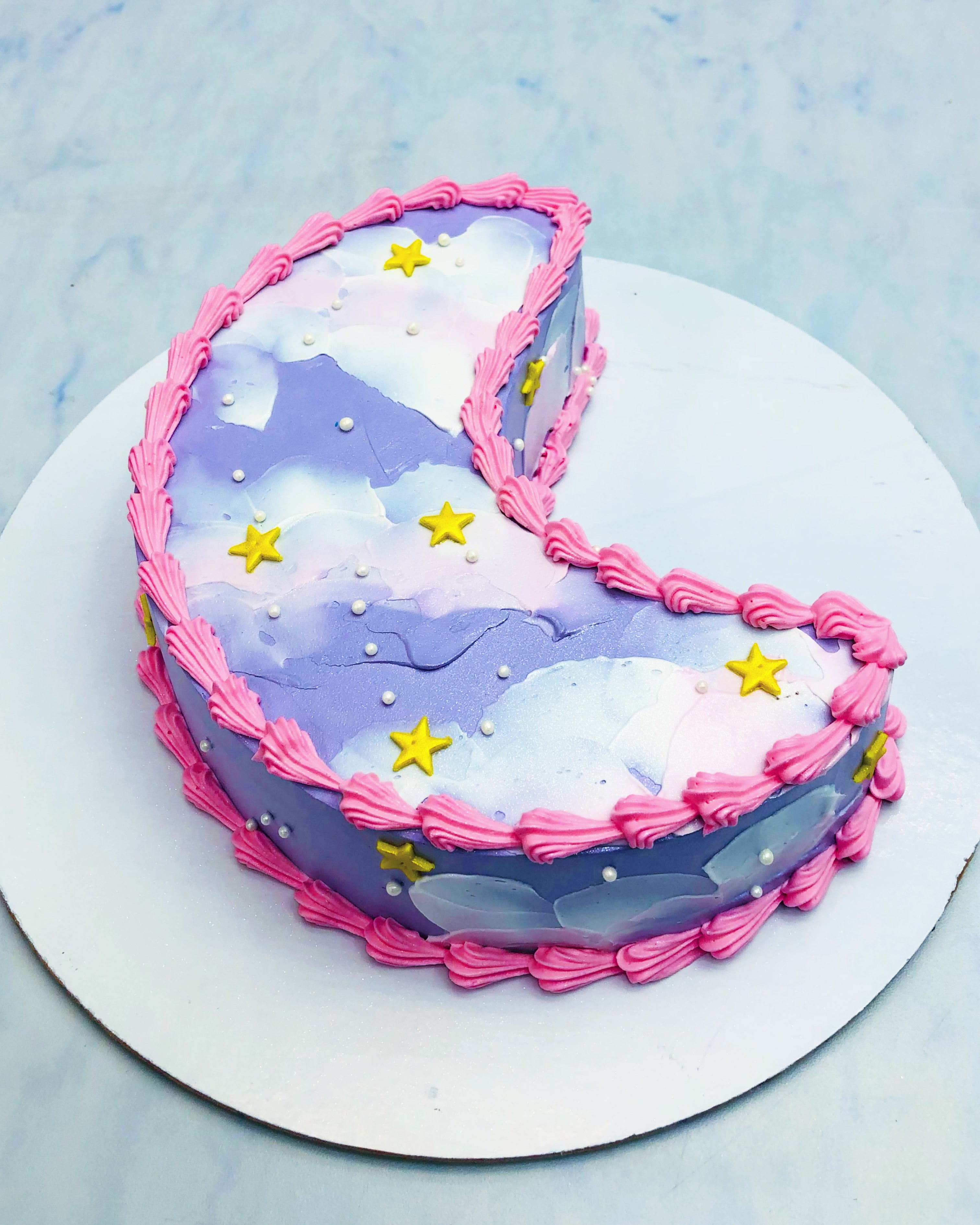 Beautiful Half Moon Theme Aesthetic Cake
