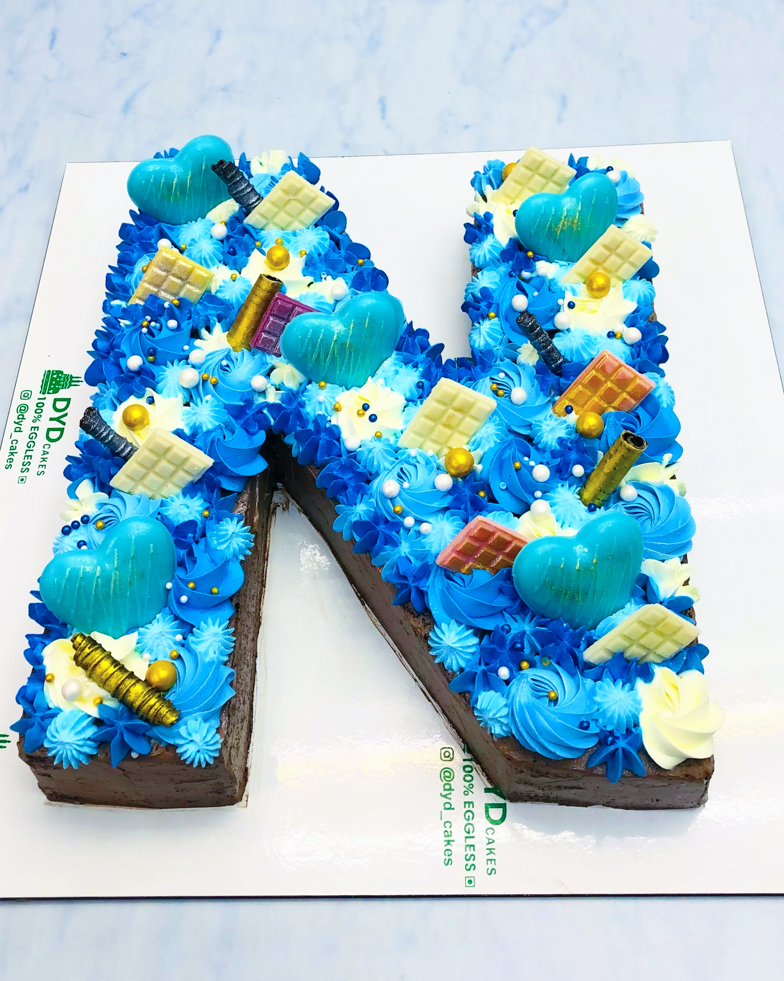 Beautiful Blue Monogram Cake