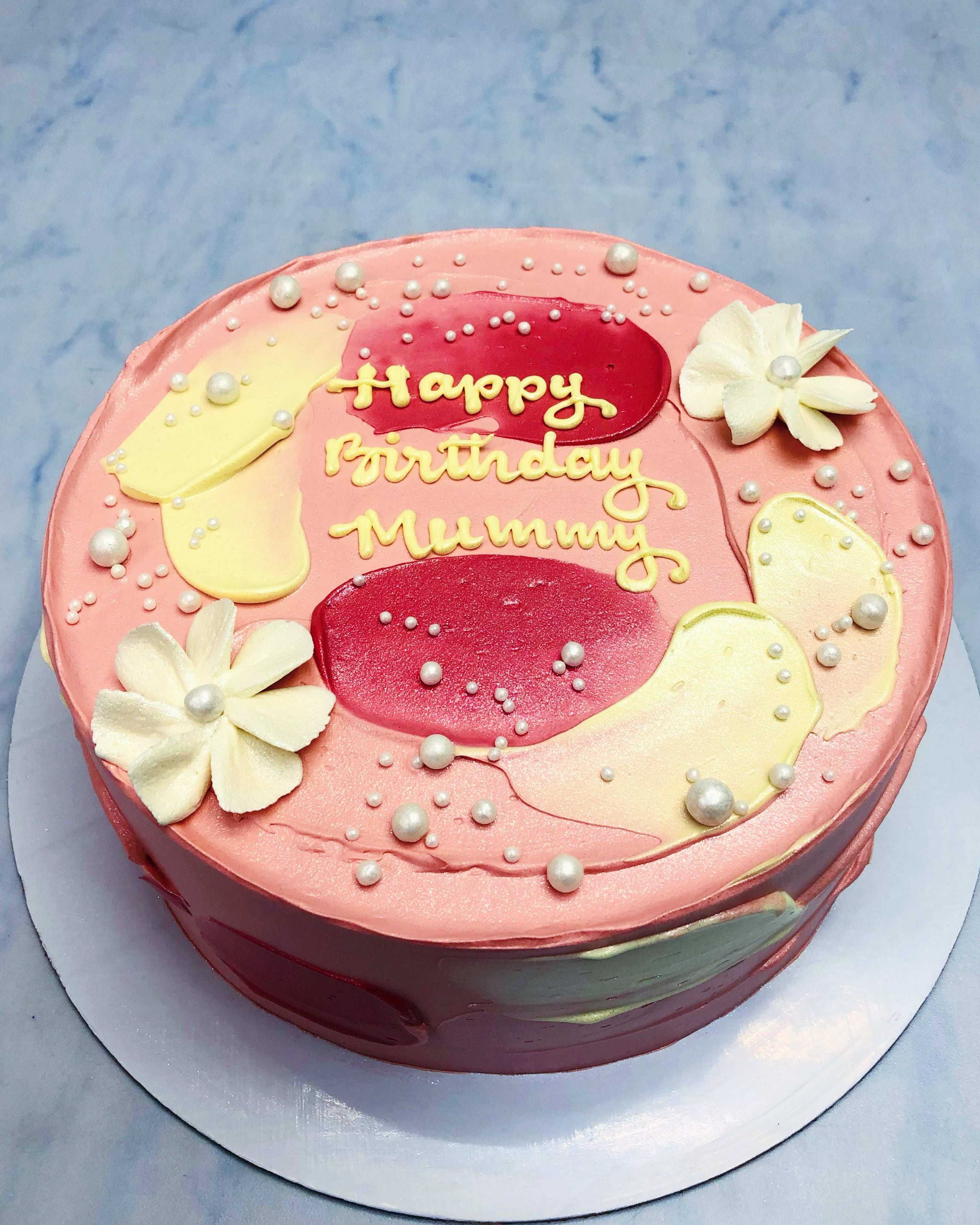 Pastel Pink Flowers Theme Cake