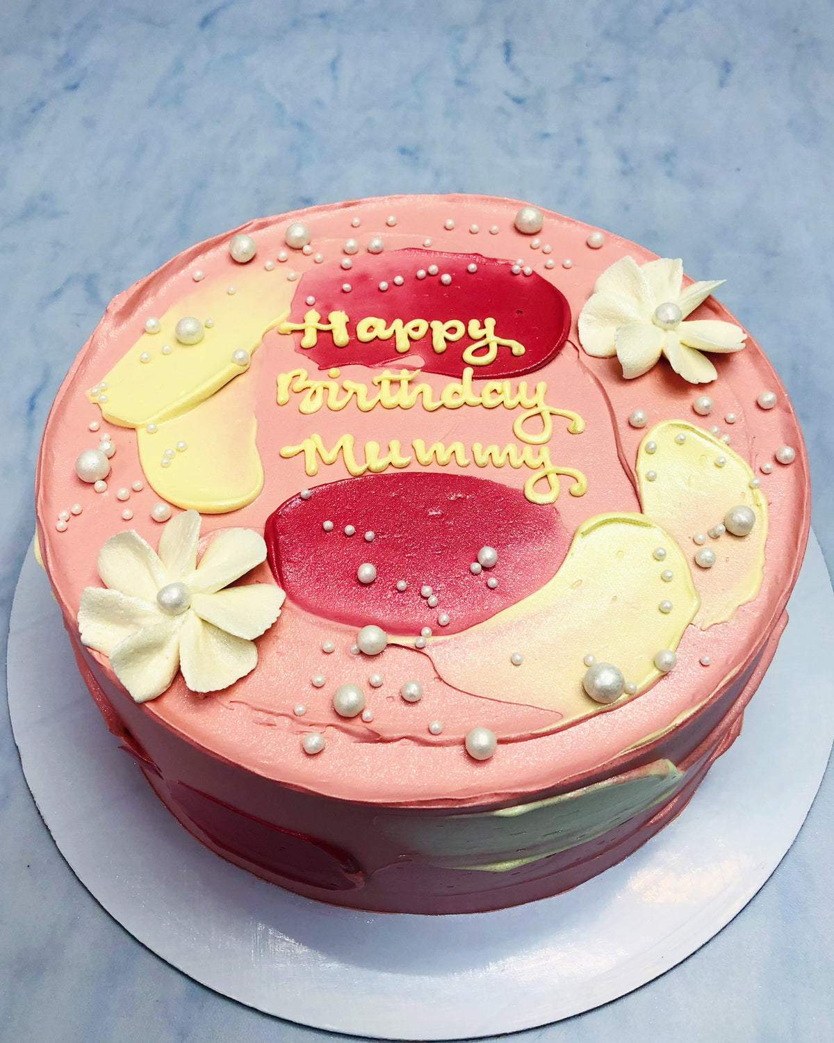 Pastel Pink Flowers Theme Cake