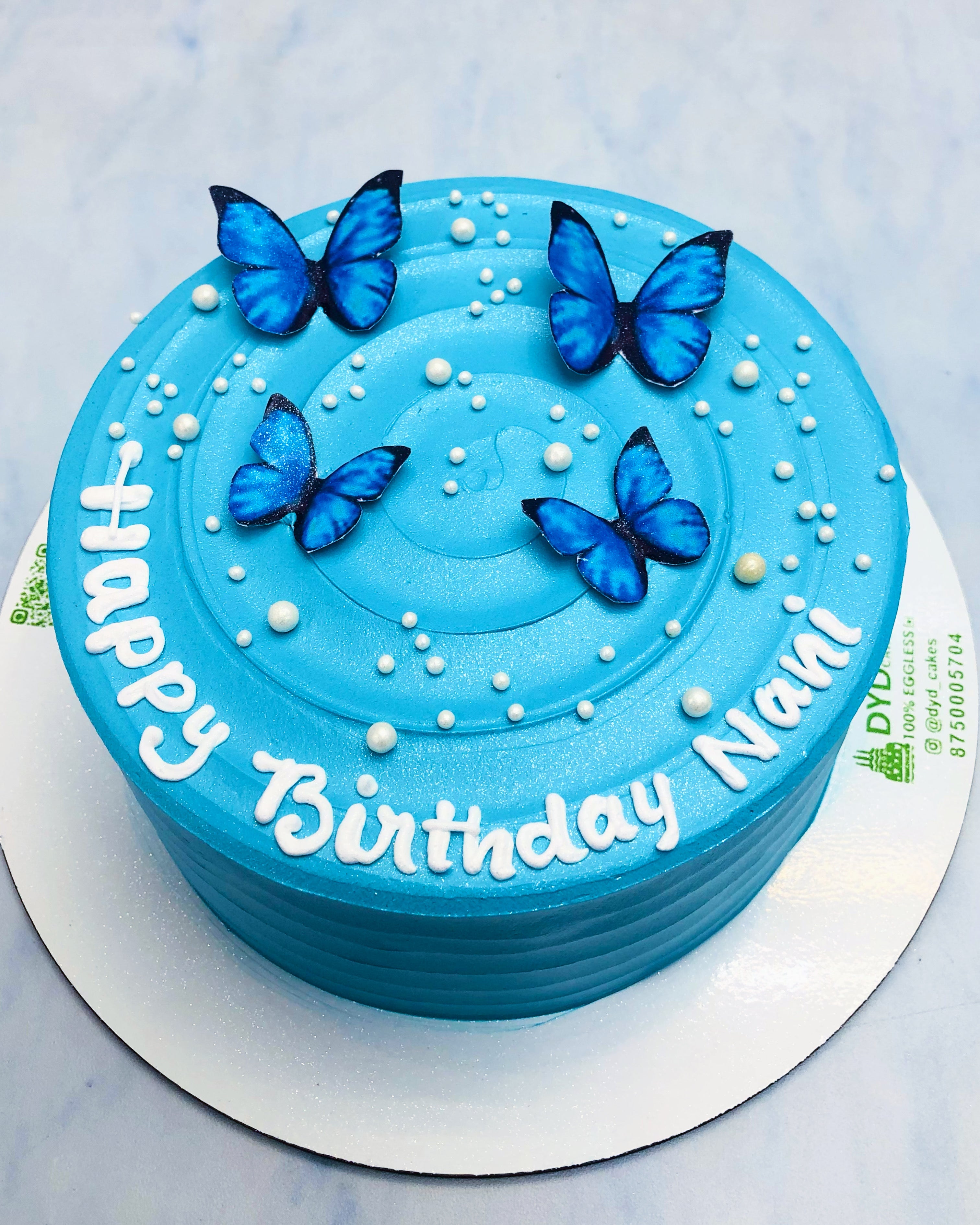 Sky Blue Butterflies Cake