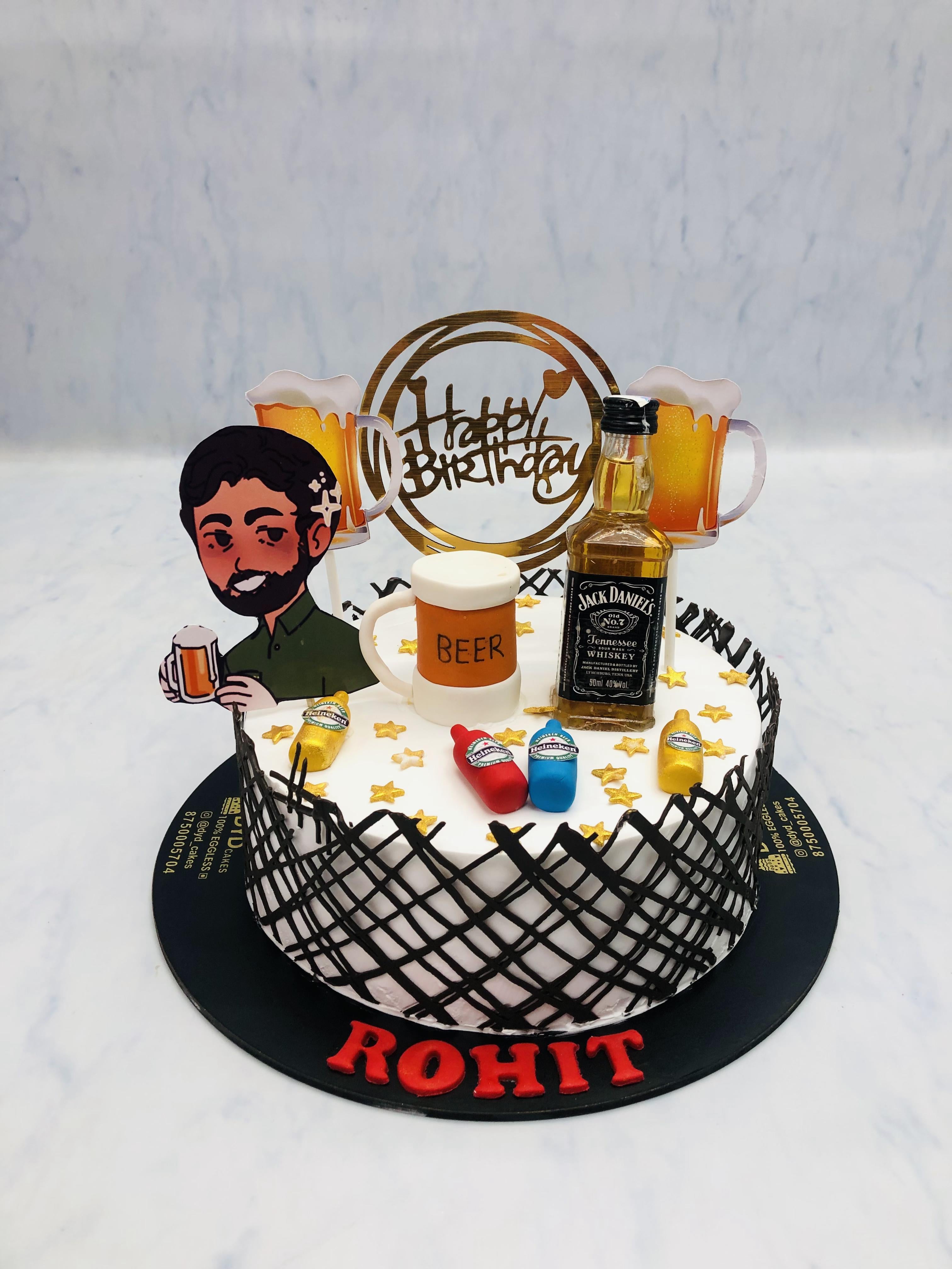 Beer Theme White Cake