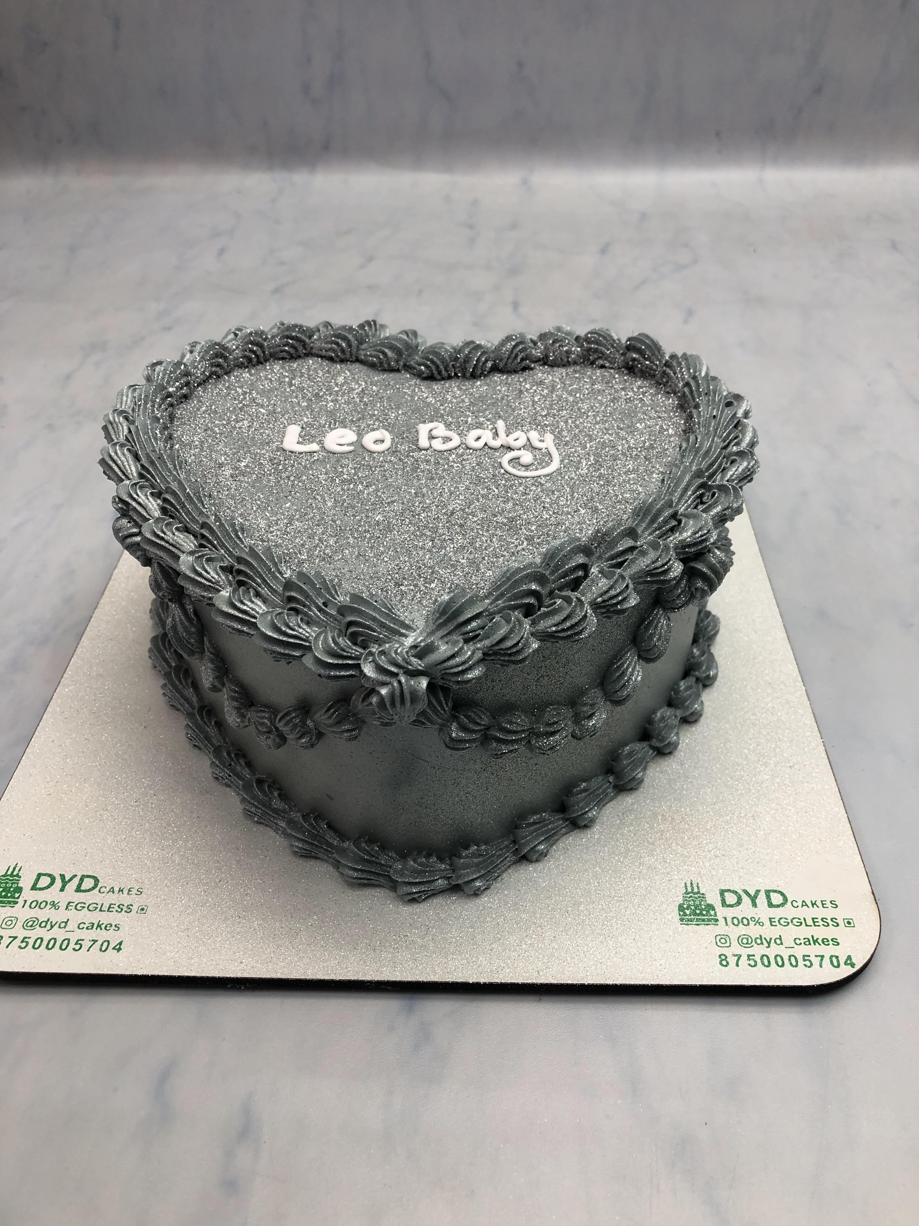 Grey Vintage Heart Shape Cake