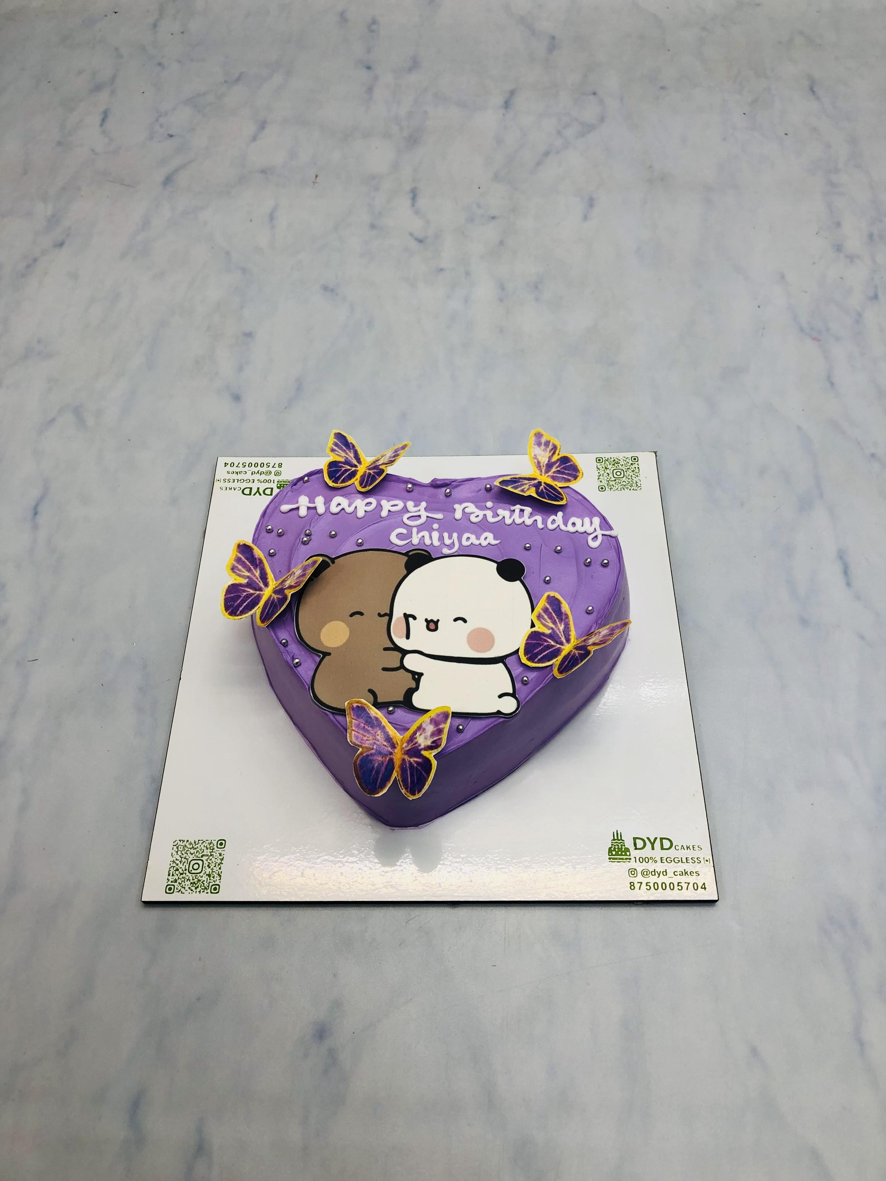 Bubu Dudu Heart Shape Purple Cake