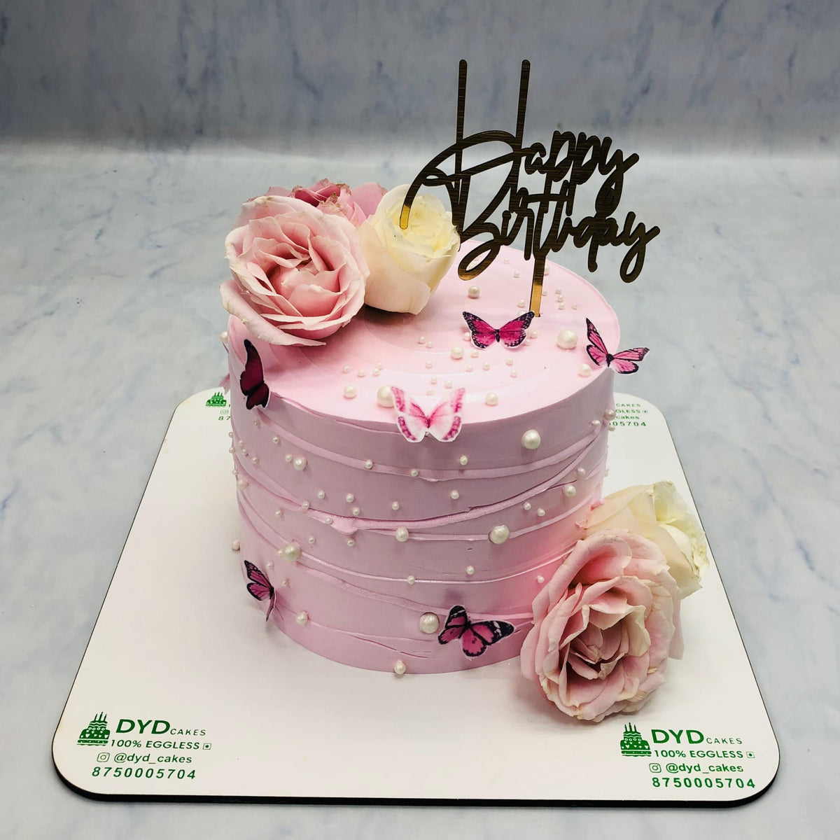 Aesthetic Design Cake with Butterflies