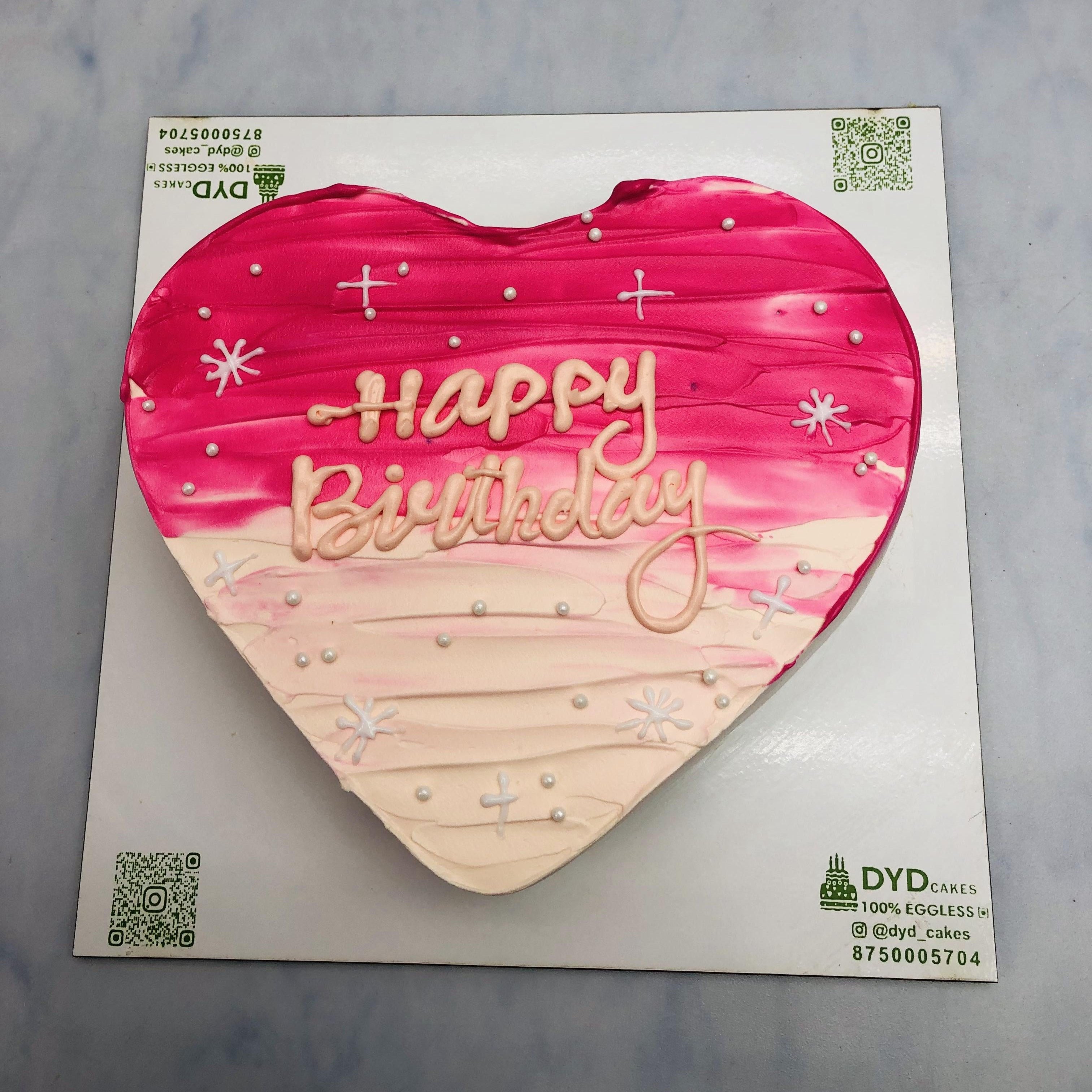 Dark Light Pink Shape Birthday Cake
