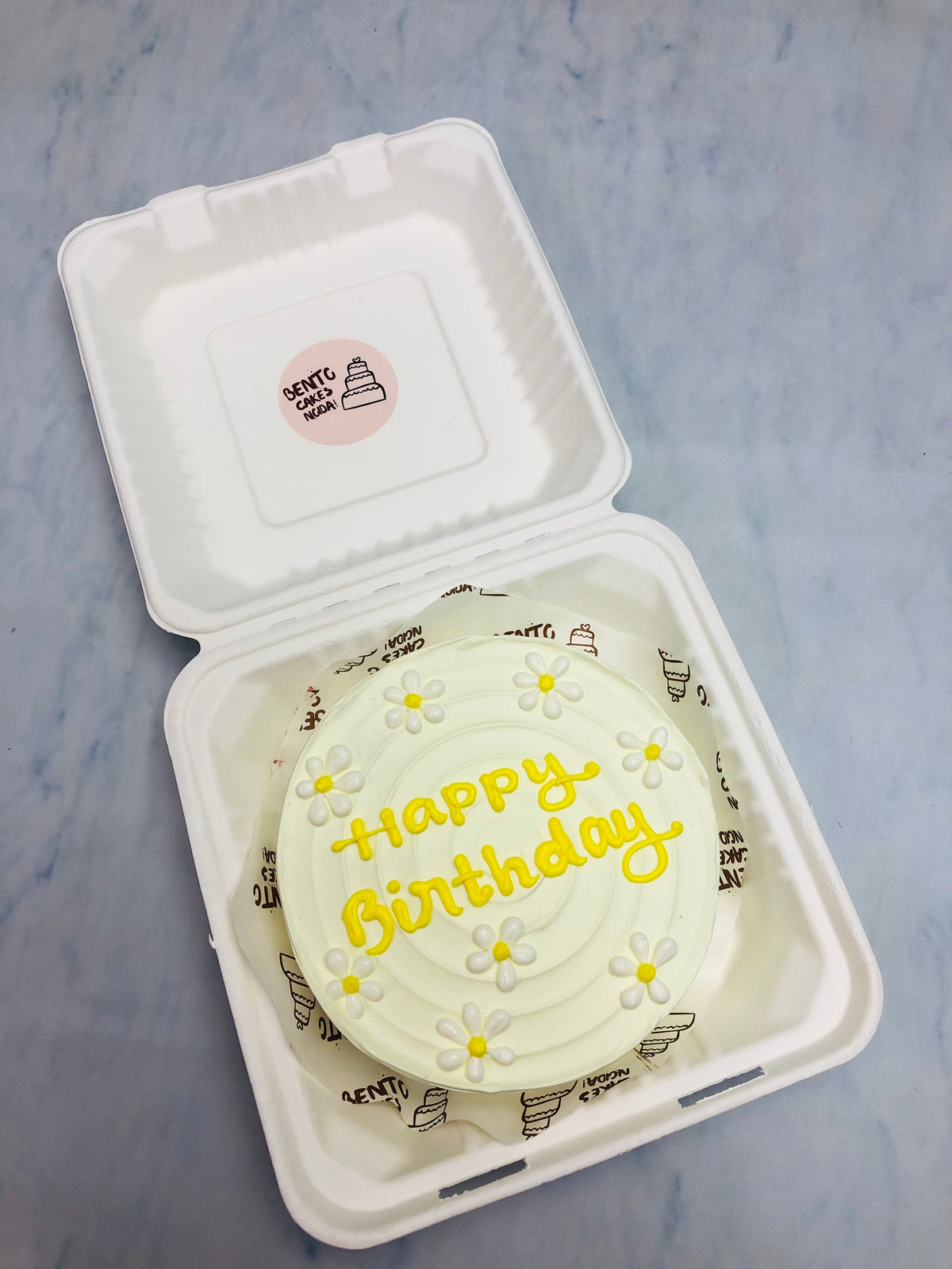 Basic White Birthday Bento Cake – Bento Cakes Noida