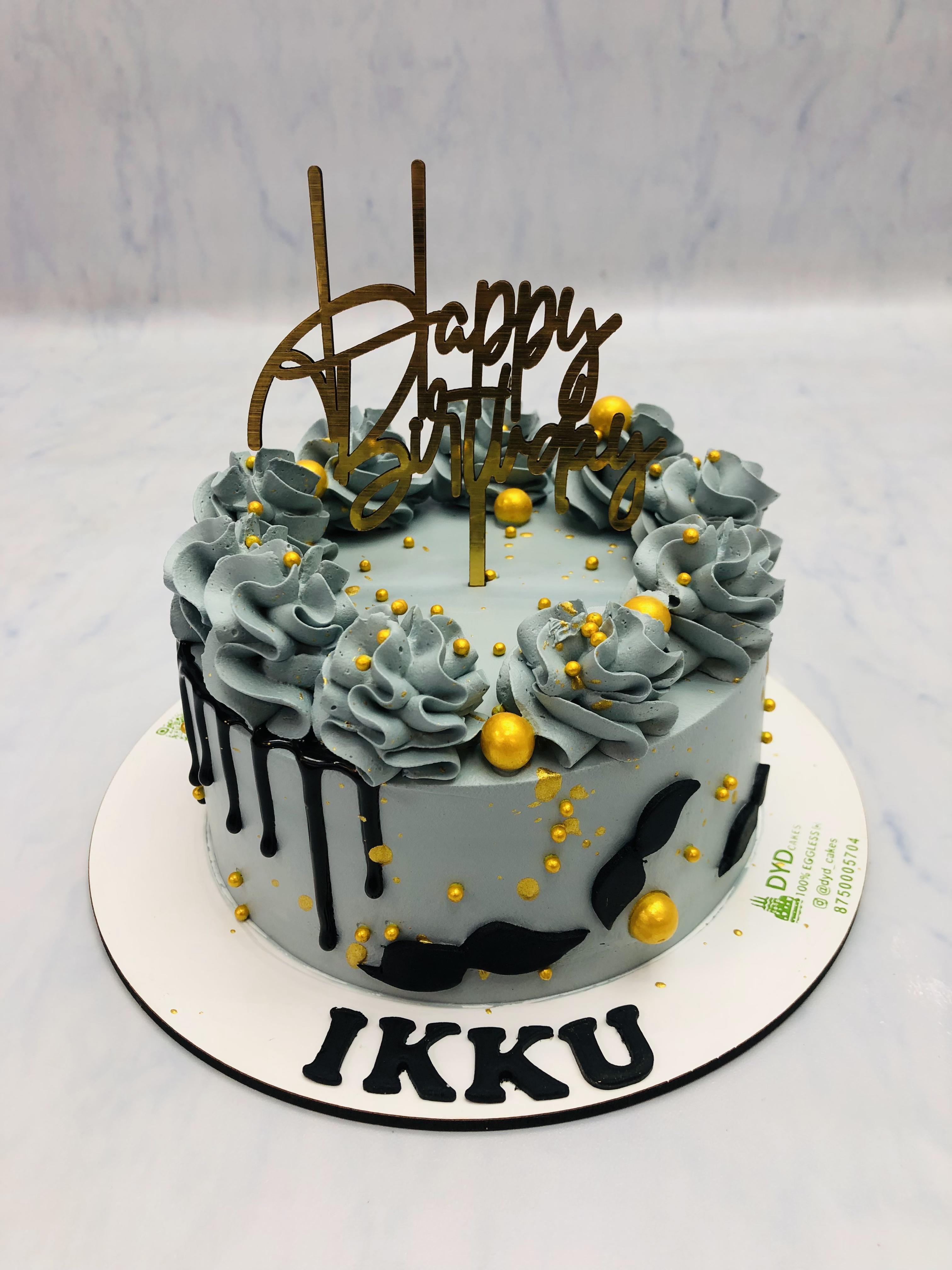 Soft Truffle Grey Birthday Cake