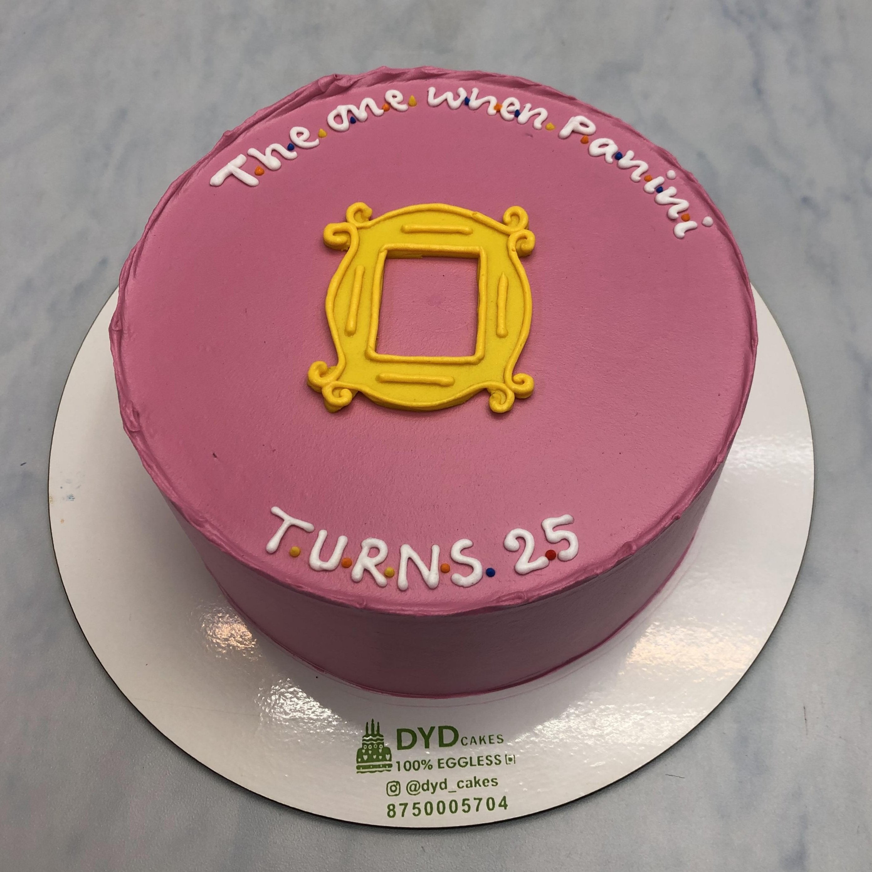 Friends Birthday Theme Magenta Cake