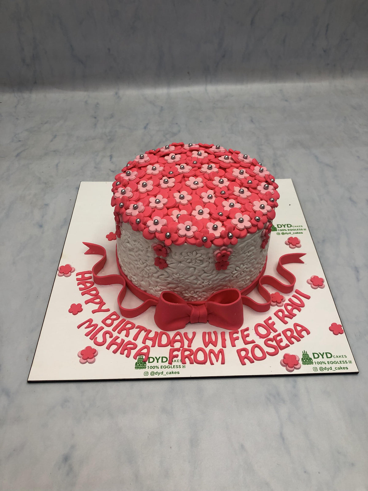 Full of Red Flowers Birthday Cake