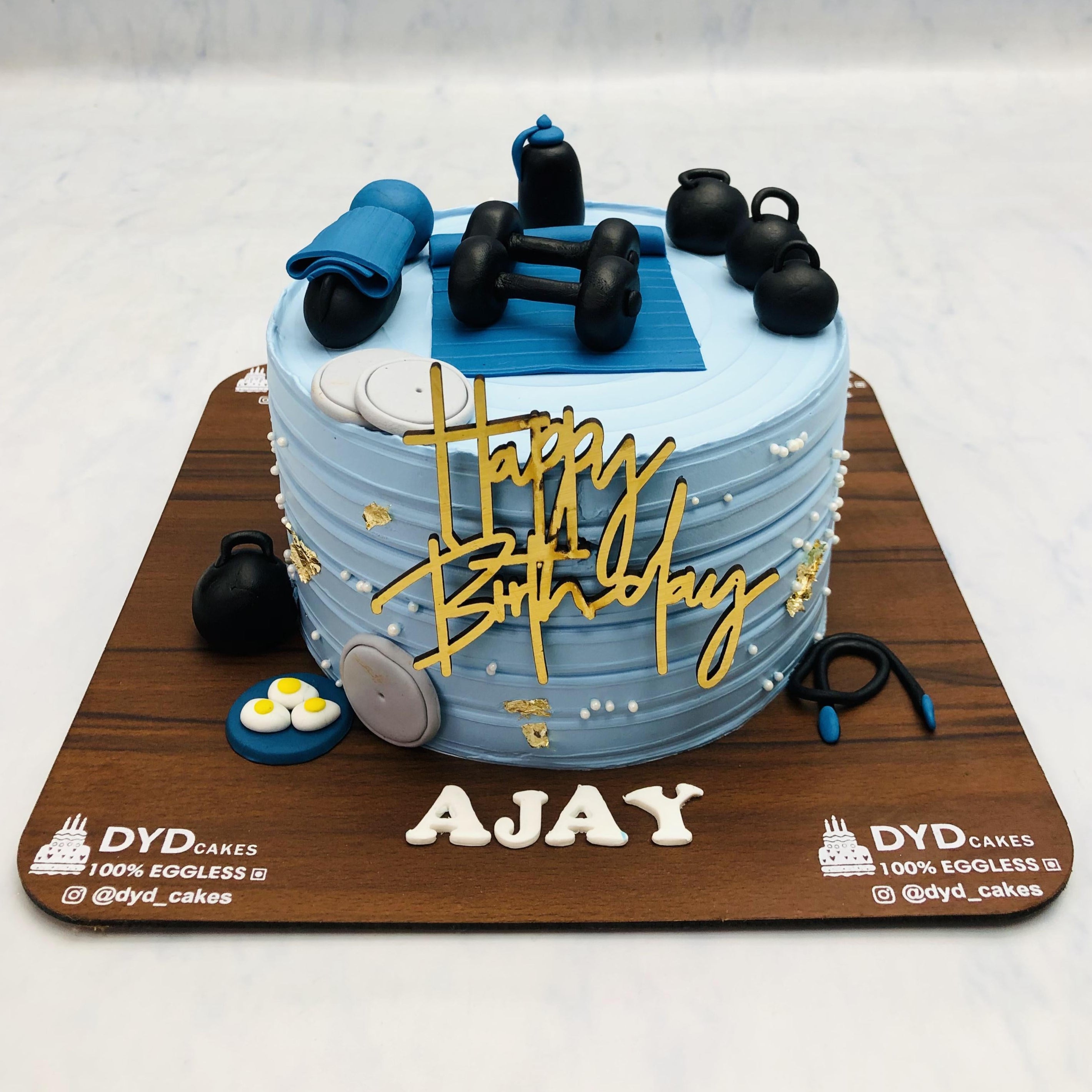 Sky Blue Gym Theme Cake