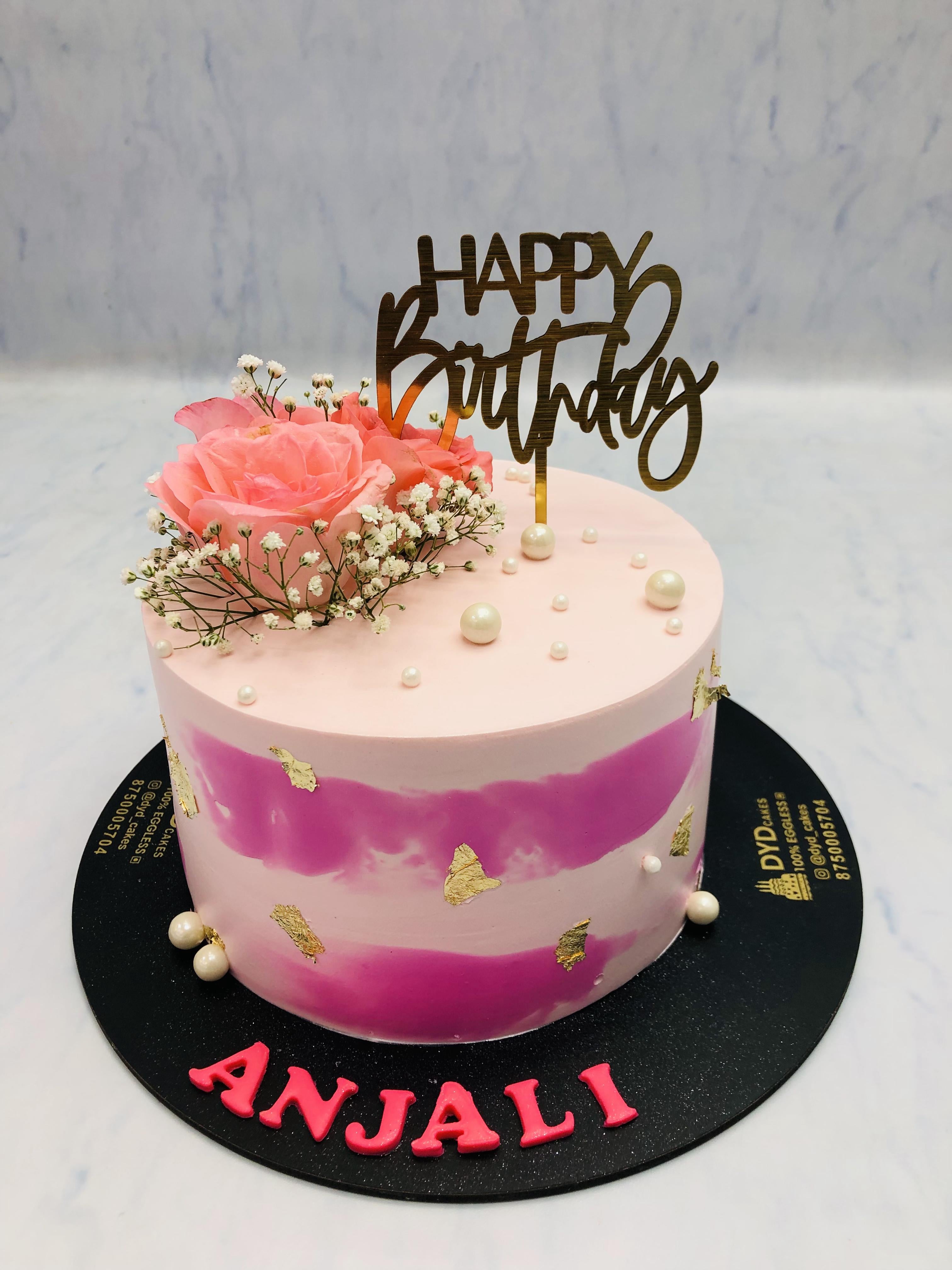 Beautiful Light Pink Roses On Light Pink Cake