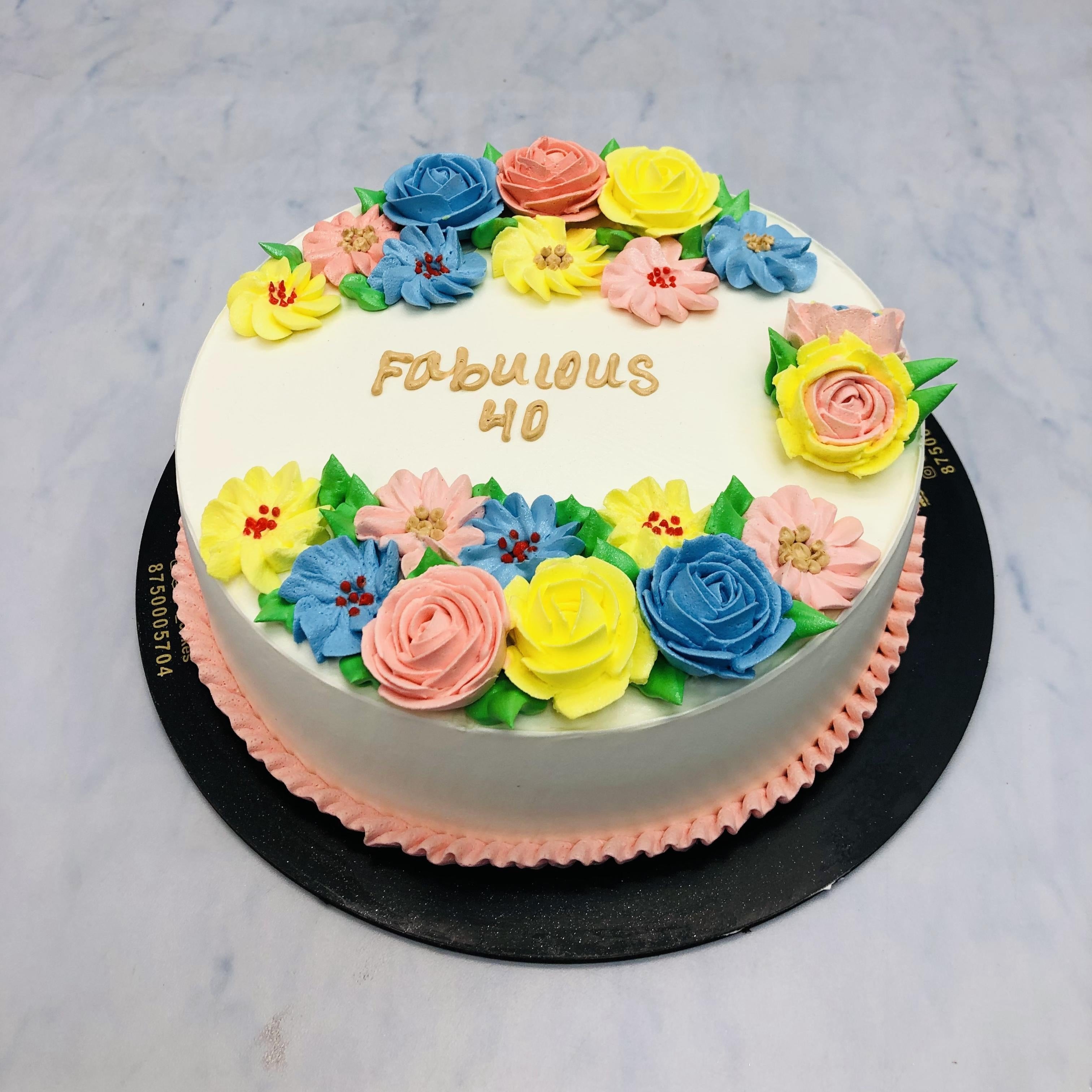 Colorful Flowers Basic Birthday Cake