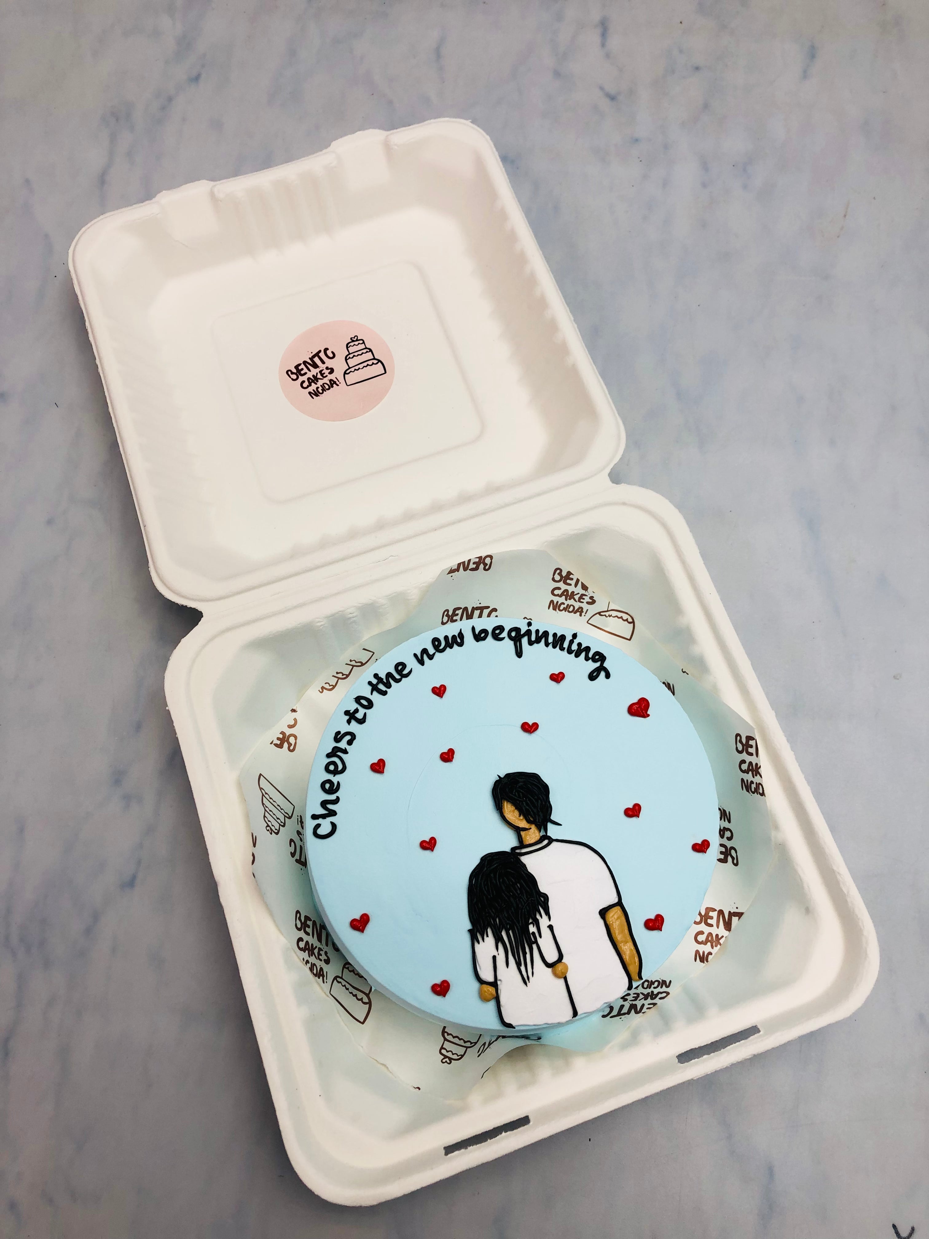 New Beginning Theme Blue Bento Cake