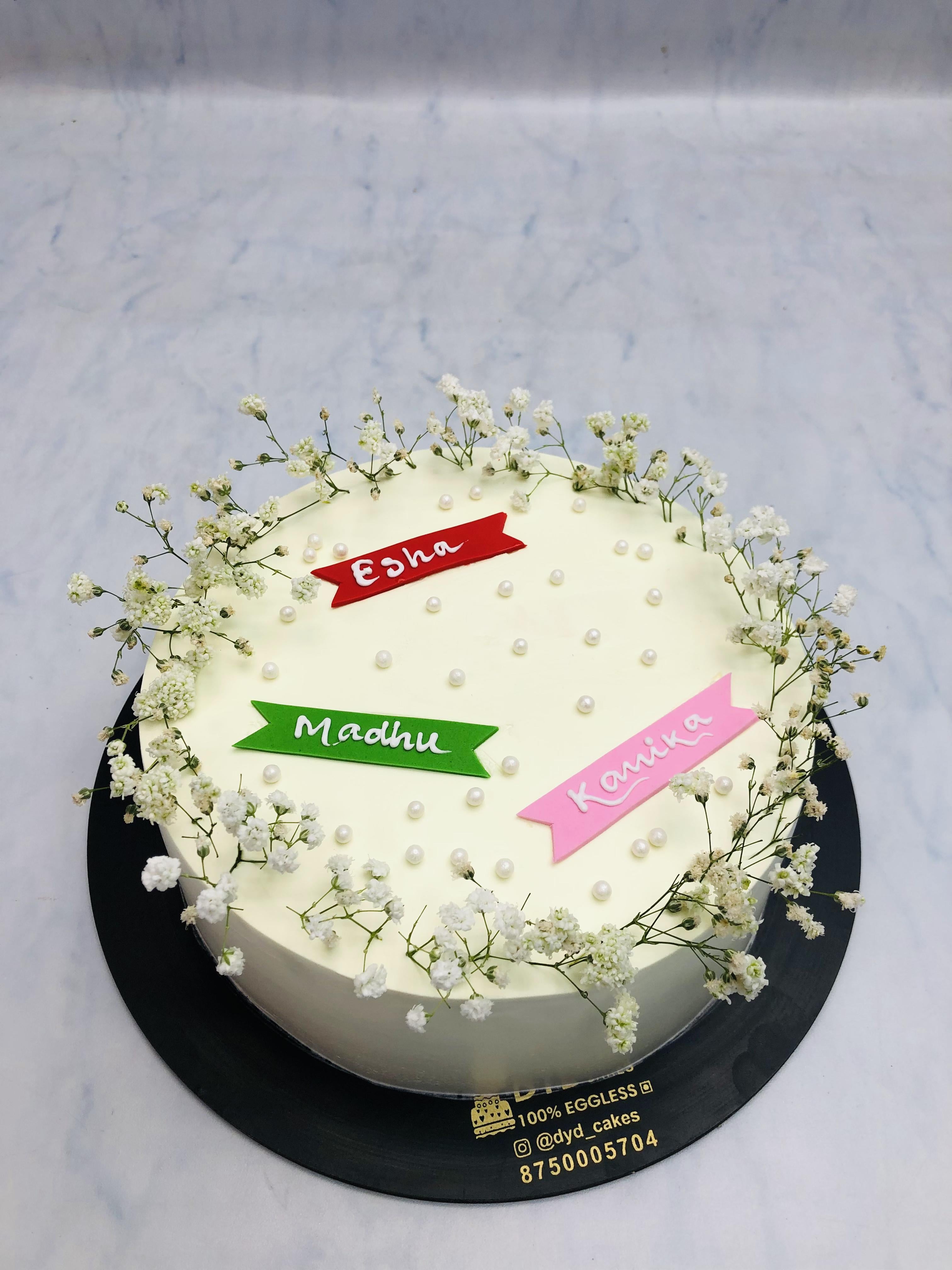 White Cake with White Florals