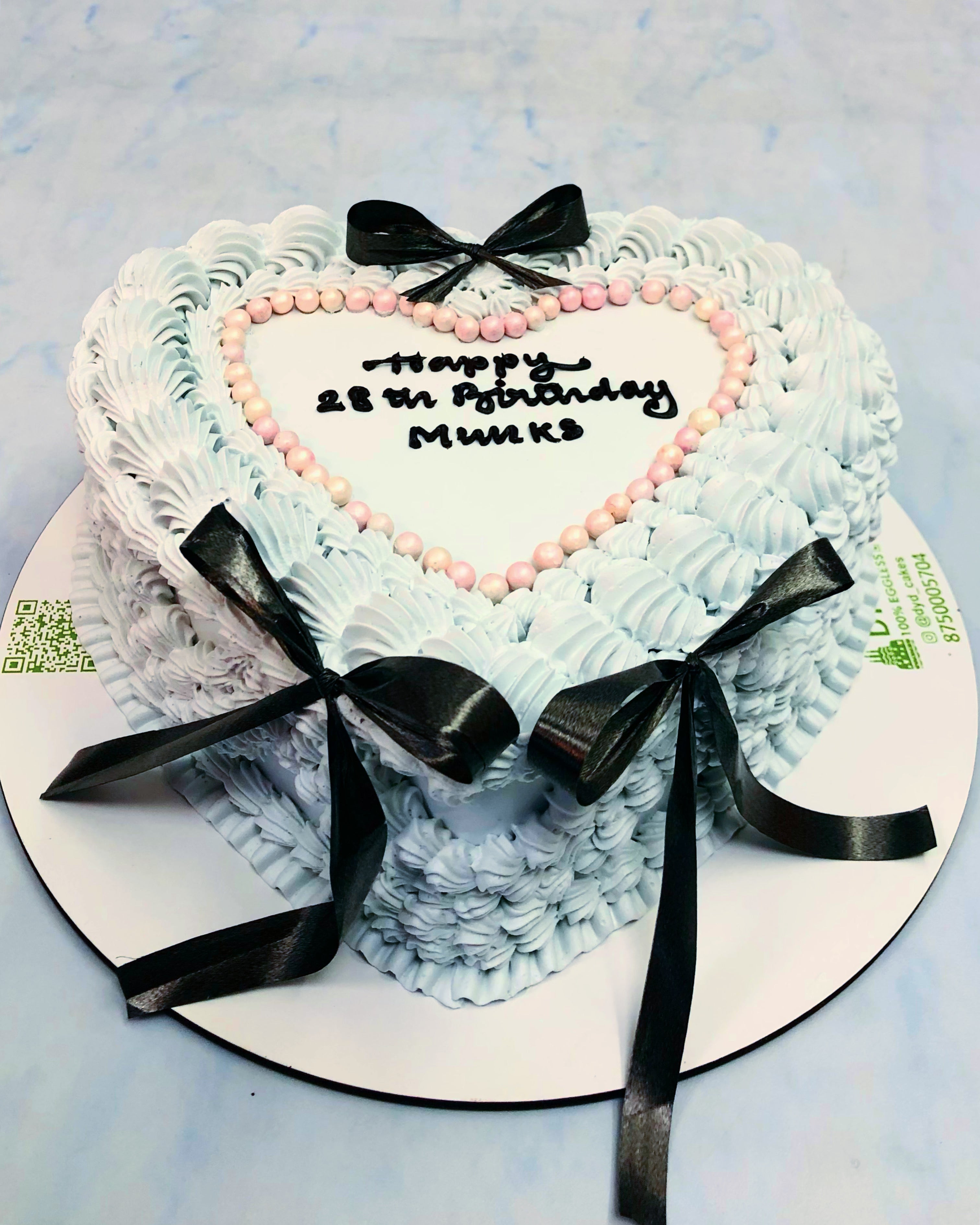 Girls Birthday White Heart Cake