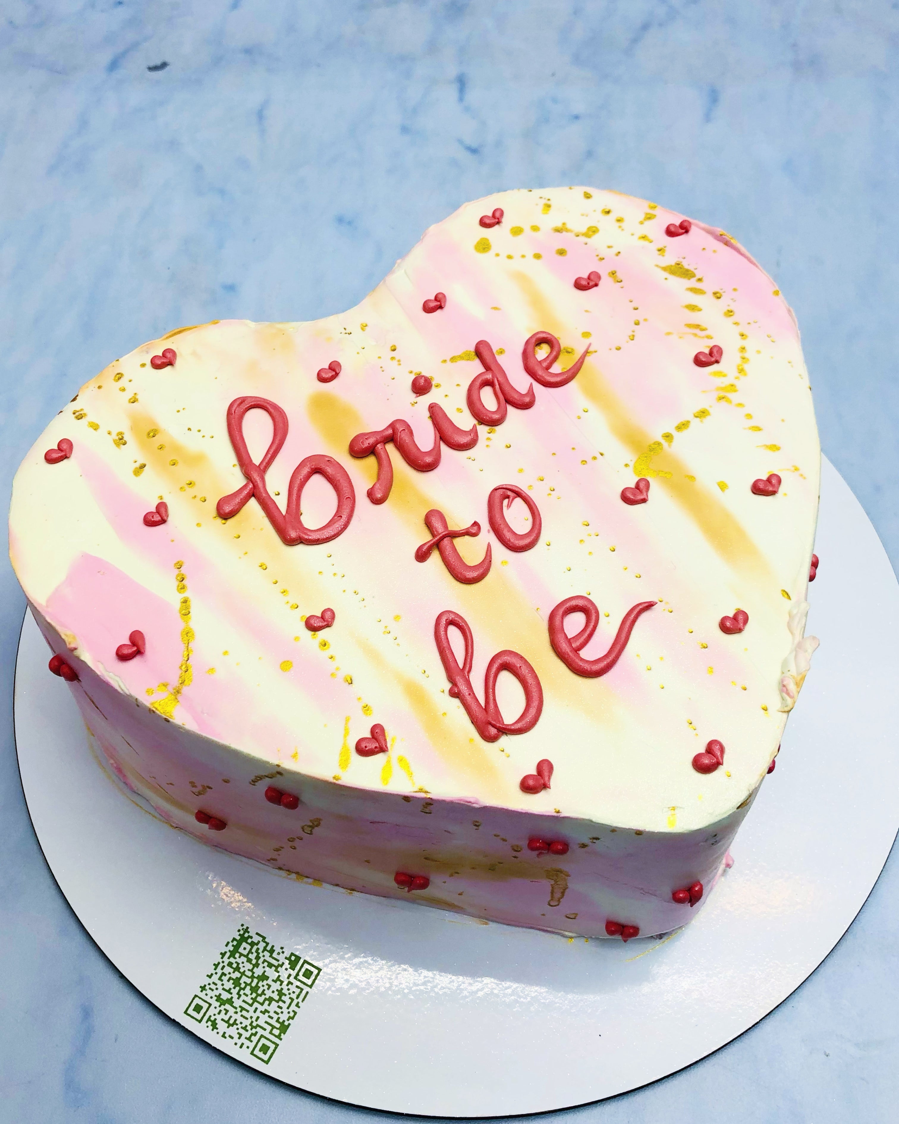 Bride To Be Colorful Heart Shape Cake