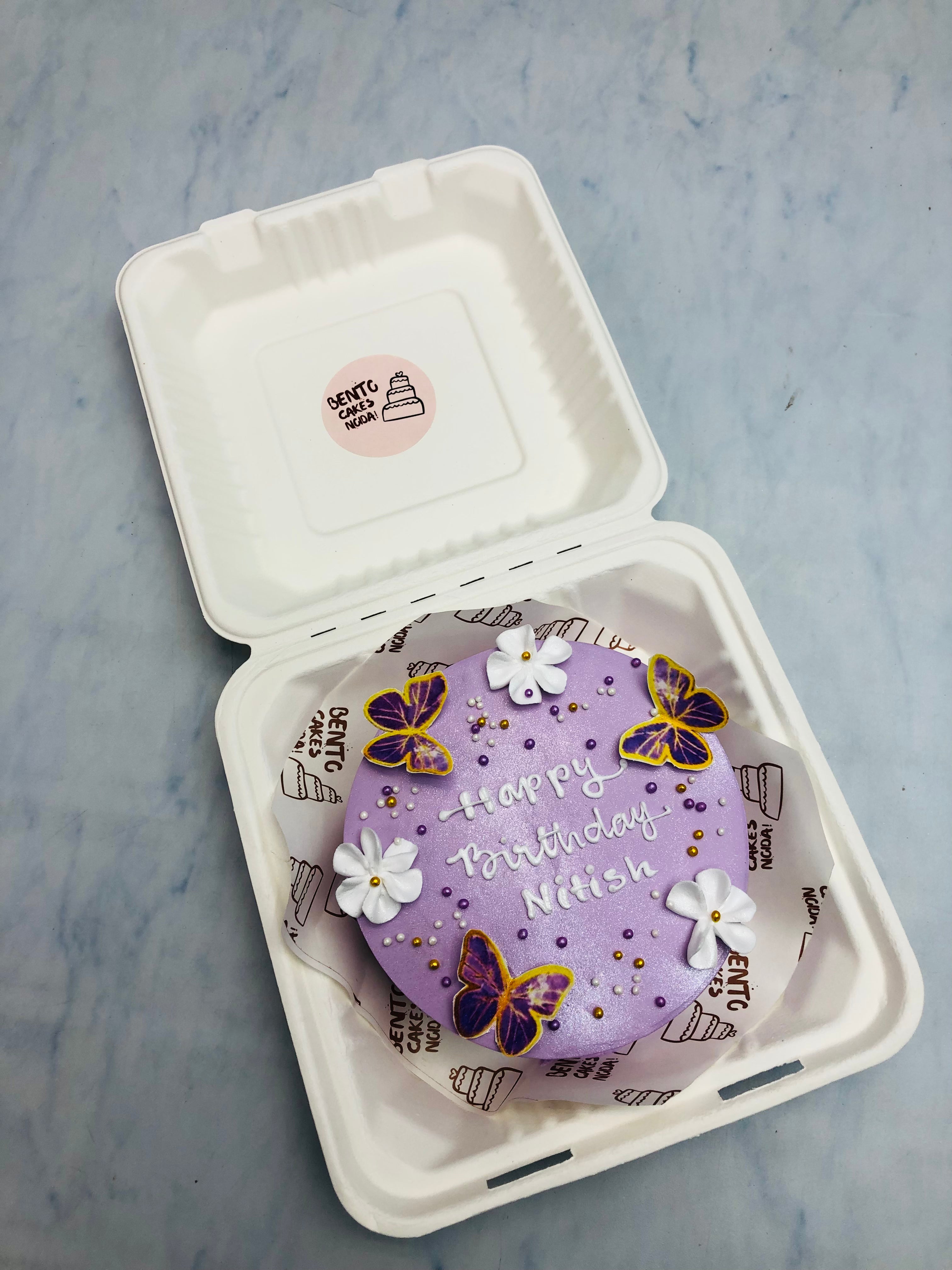 Floral Butterfly Theme Birthday Bento Cake