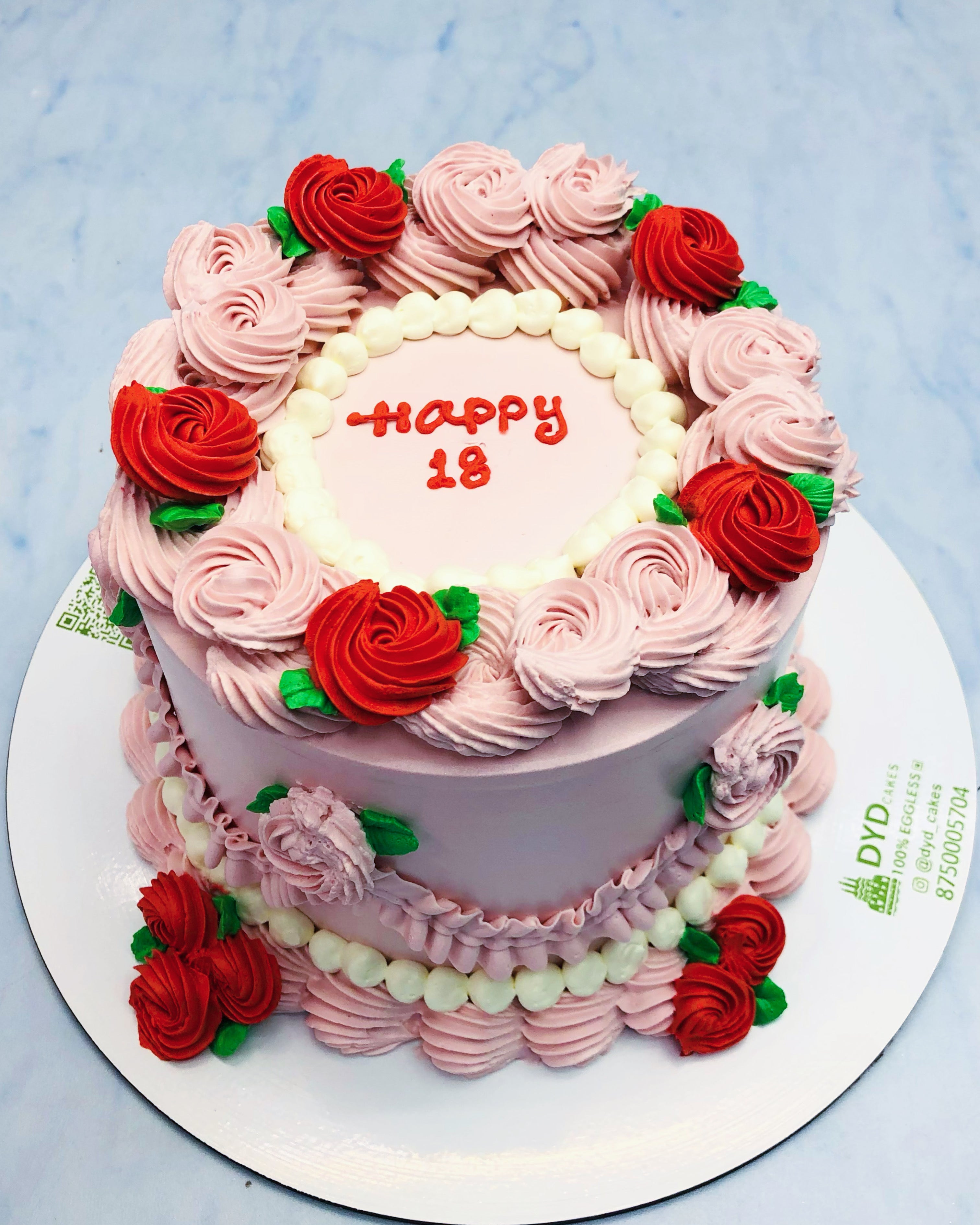 Beautiful Red Pink Florals Cake
