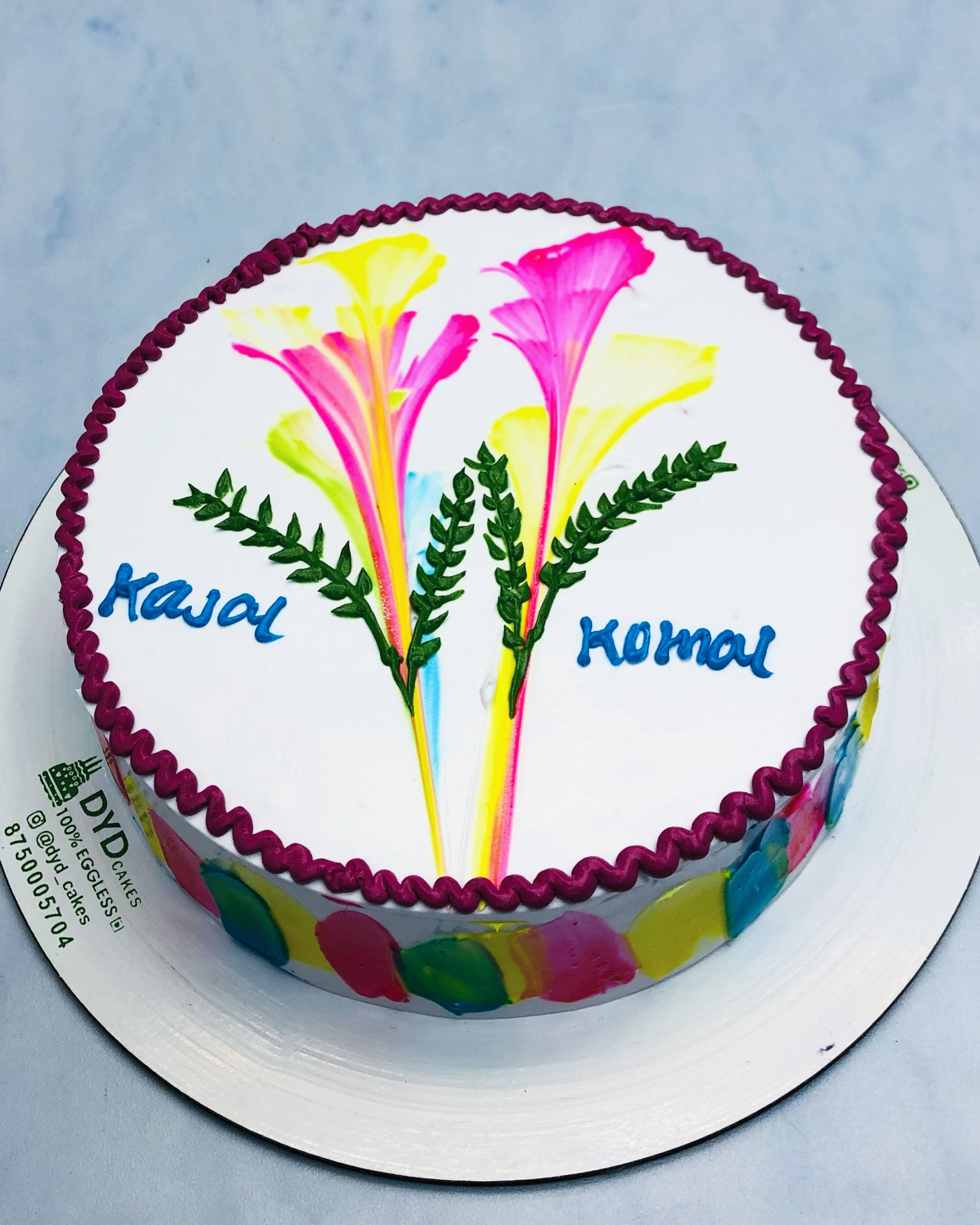 Rainbow Theme Floral Cake