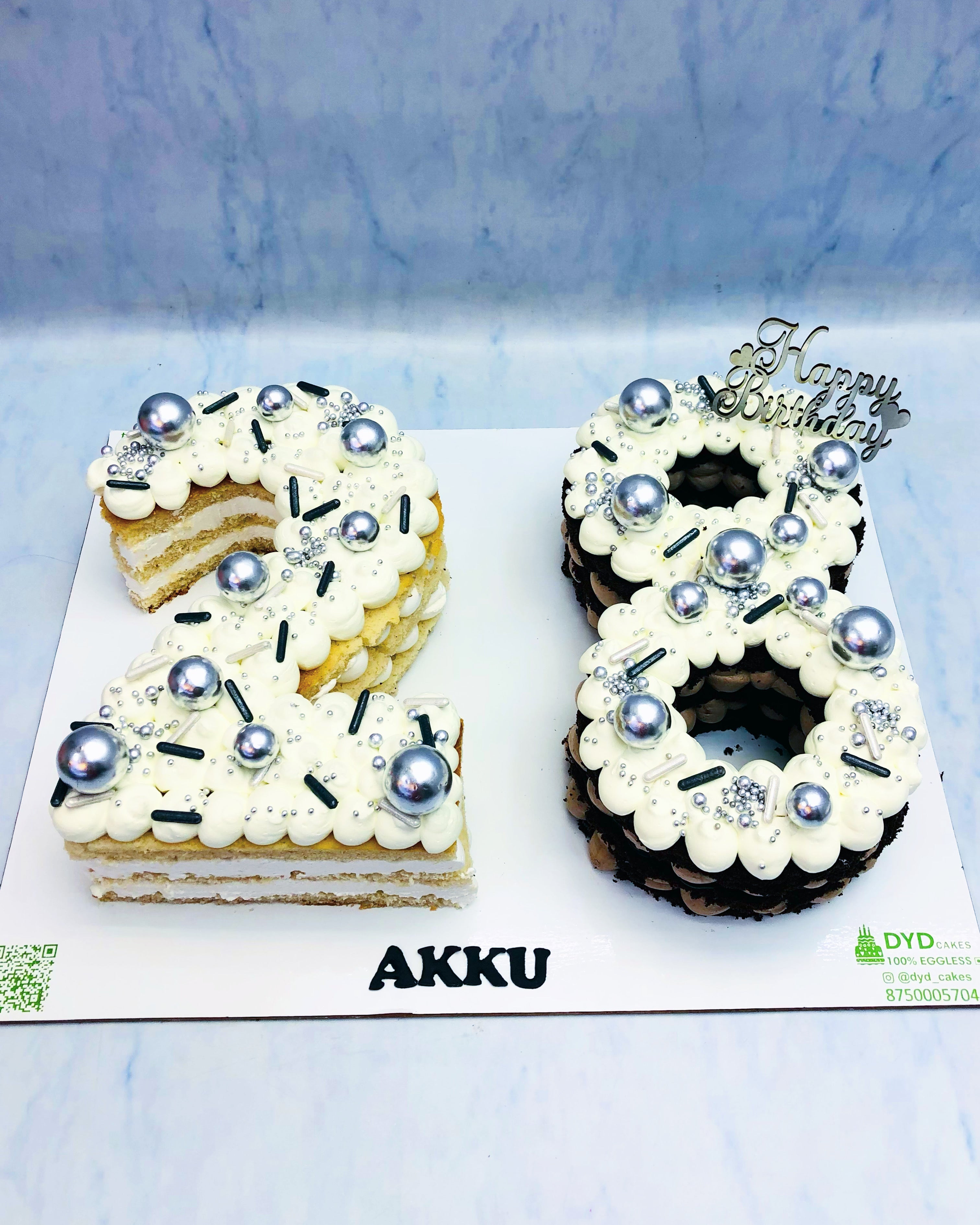 White Brown Cake With Silver Balls