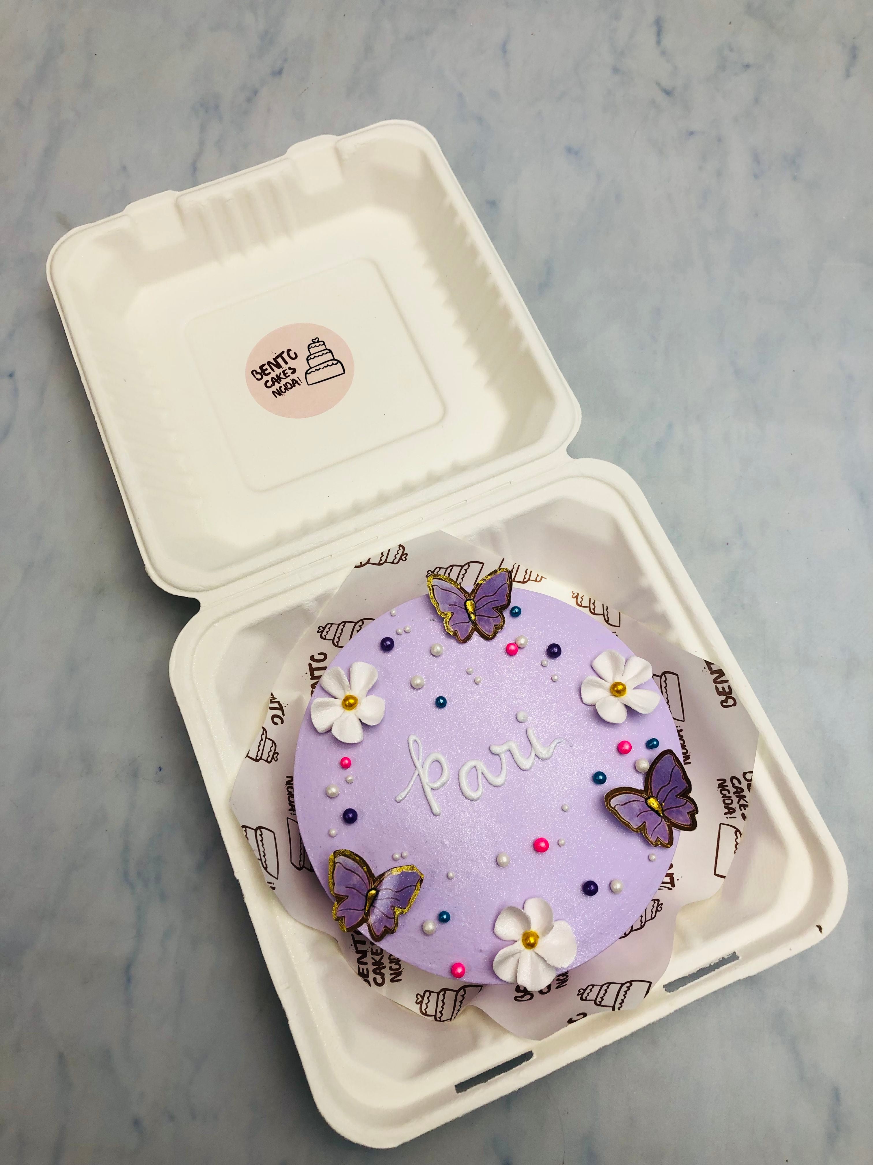 Purple Butterfly Theme Bento Cake