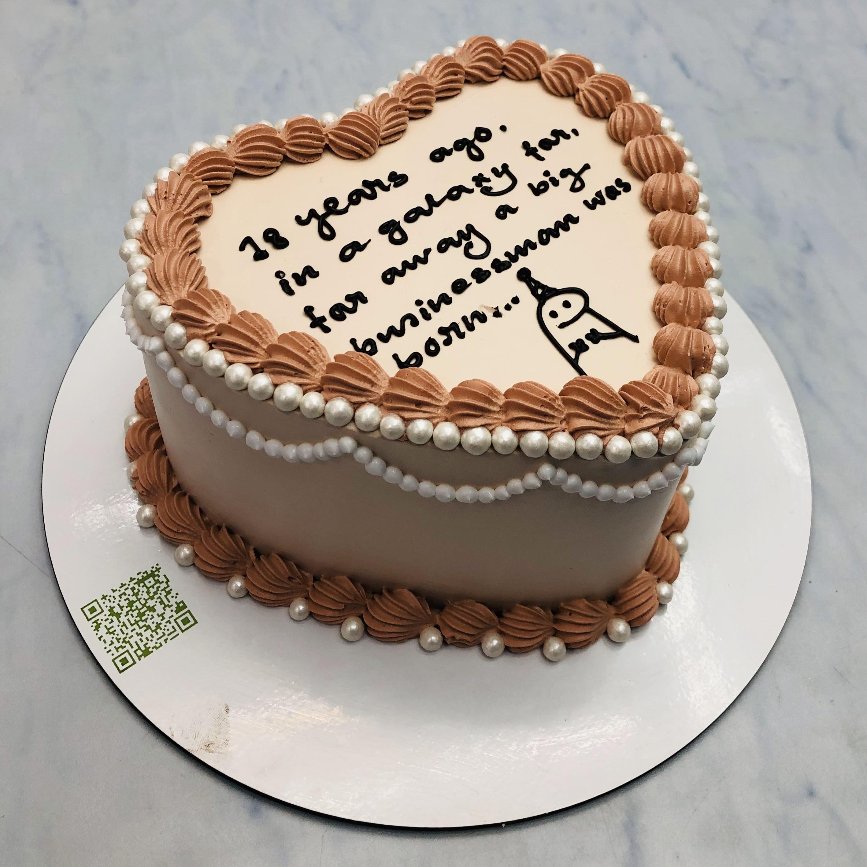 Peach Brown Heart Shape Cake