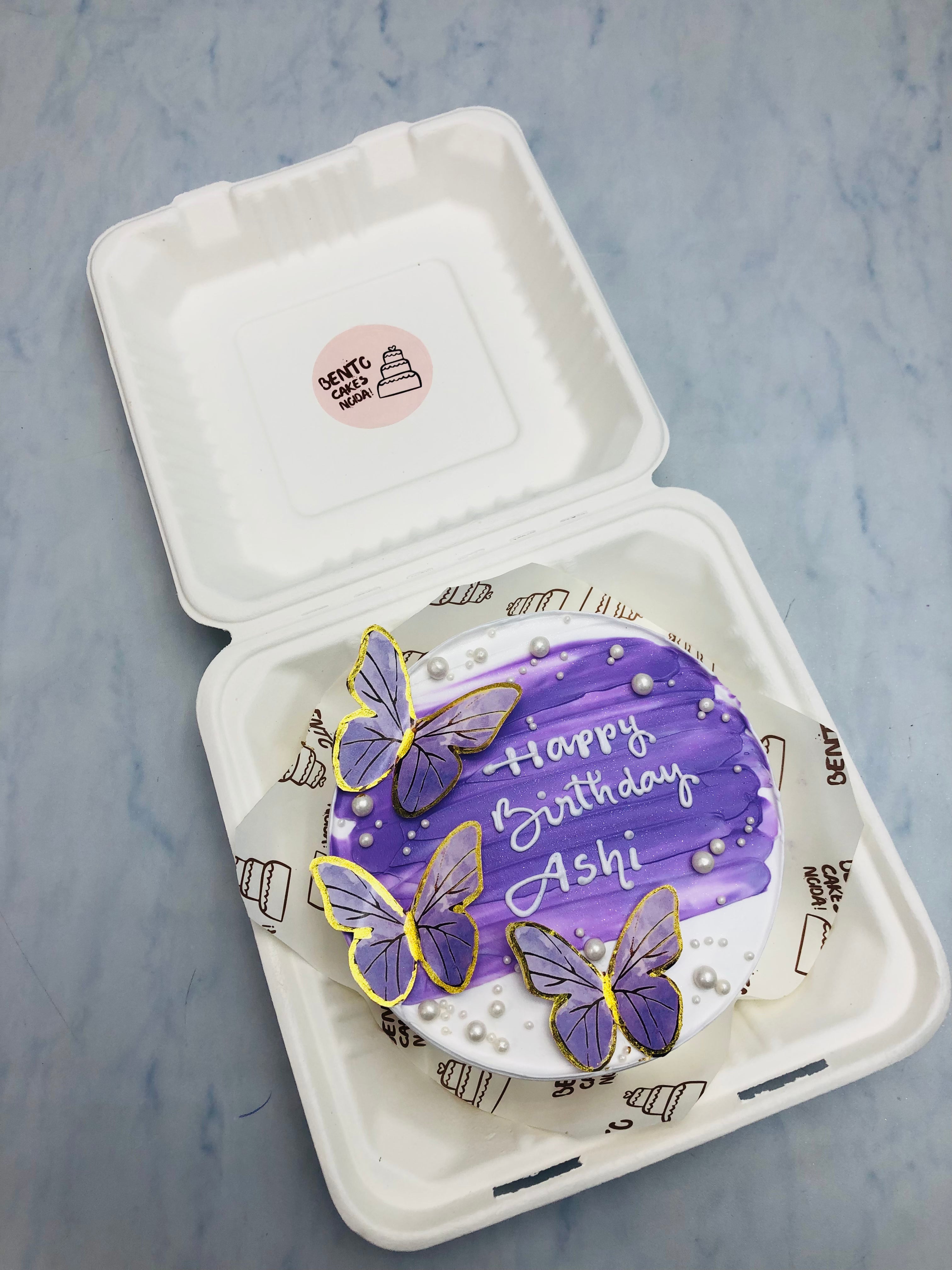 Aesthetic Purple White Bento Cake