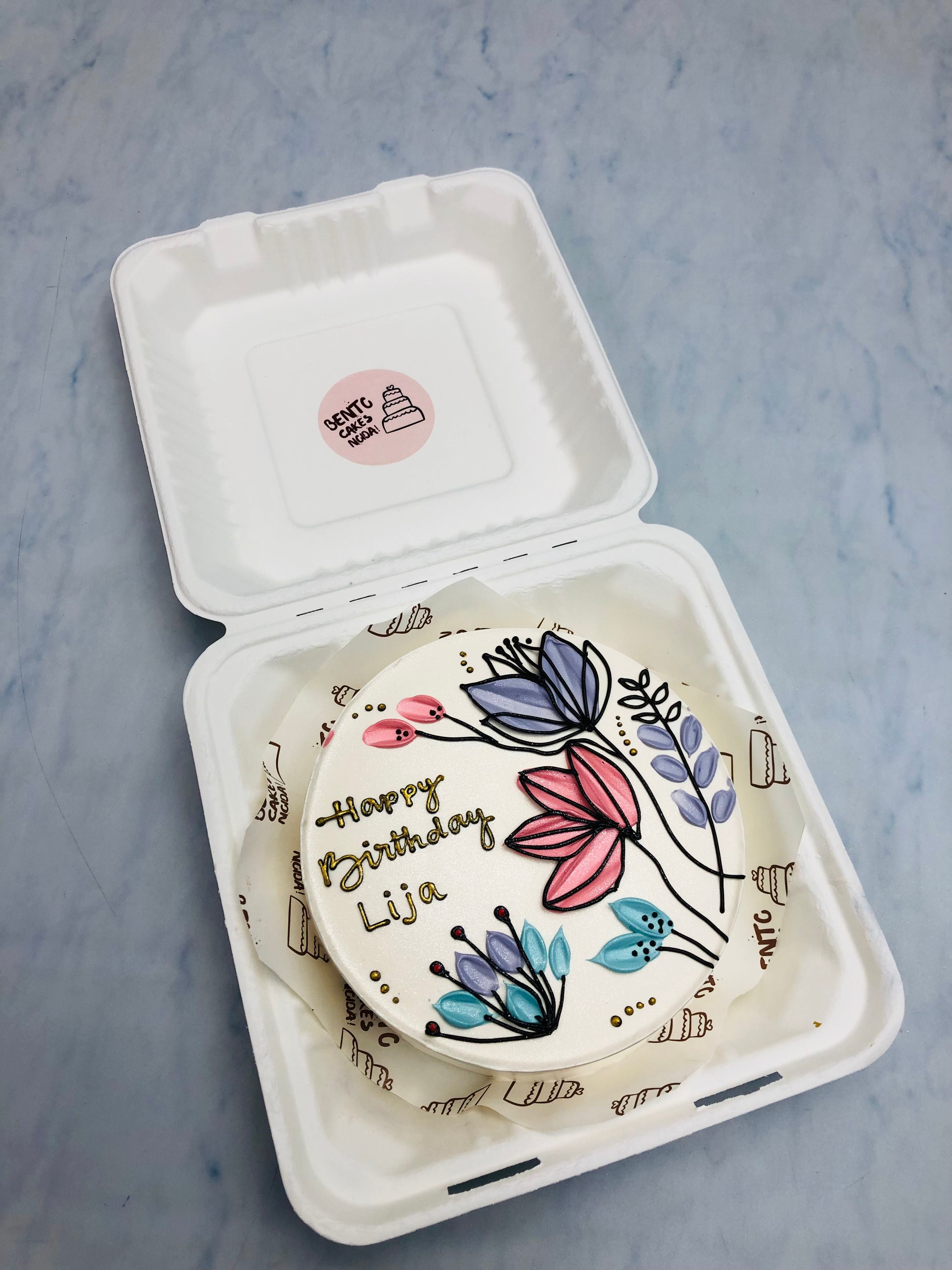 Flowers Drawing Bento Cake