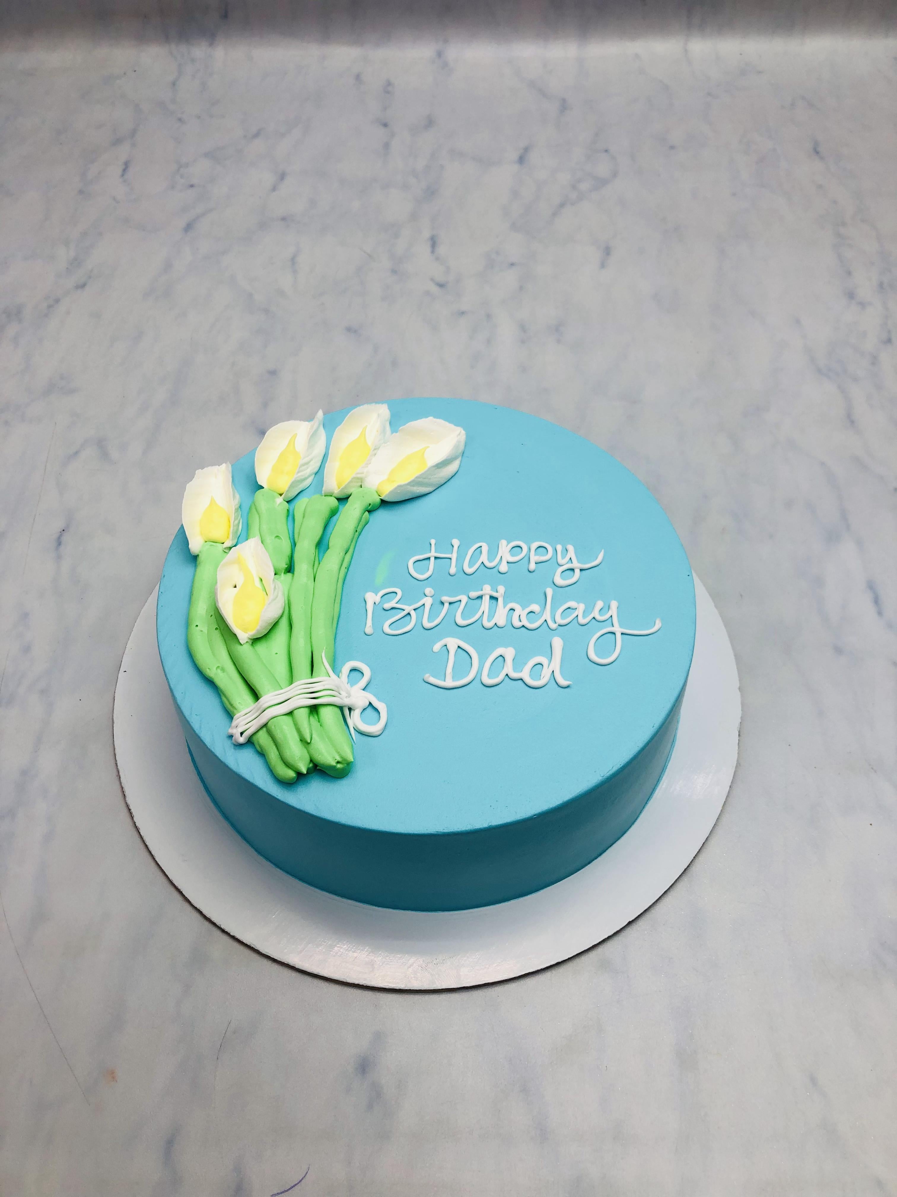 Flowers Theme Blue Basic Cake