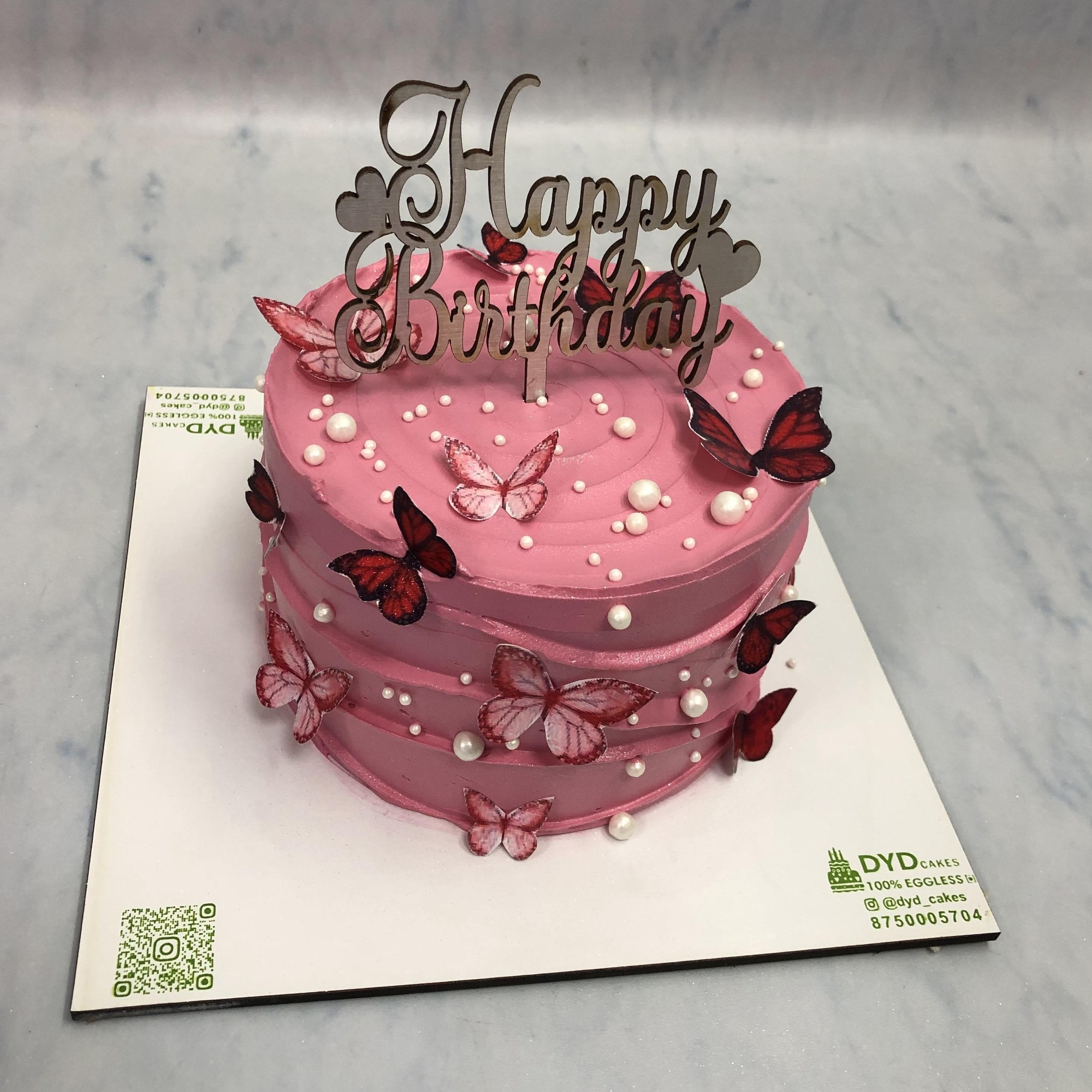 Magenta Cake with Beautiful Butterflies