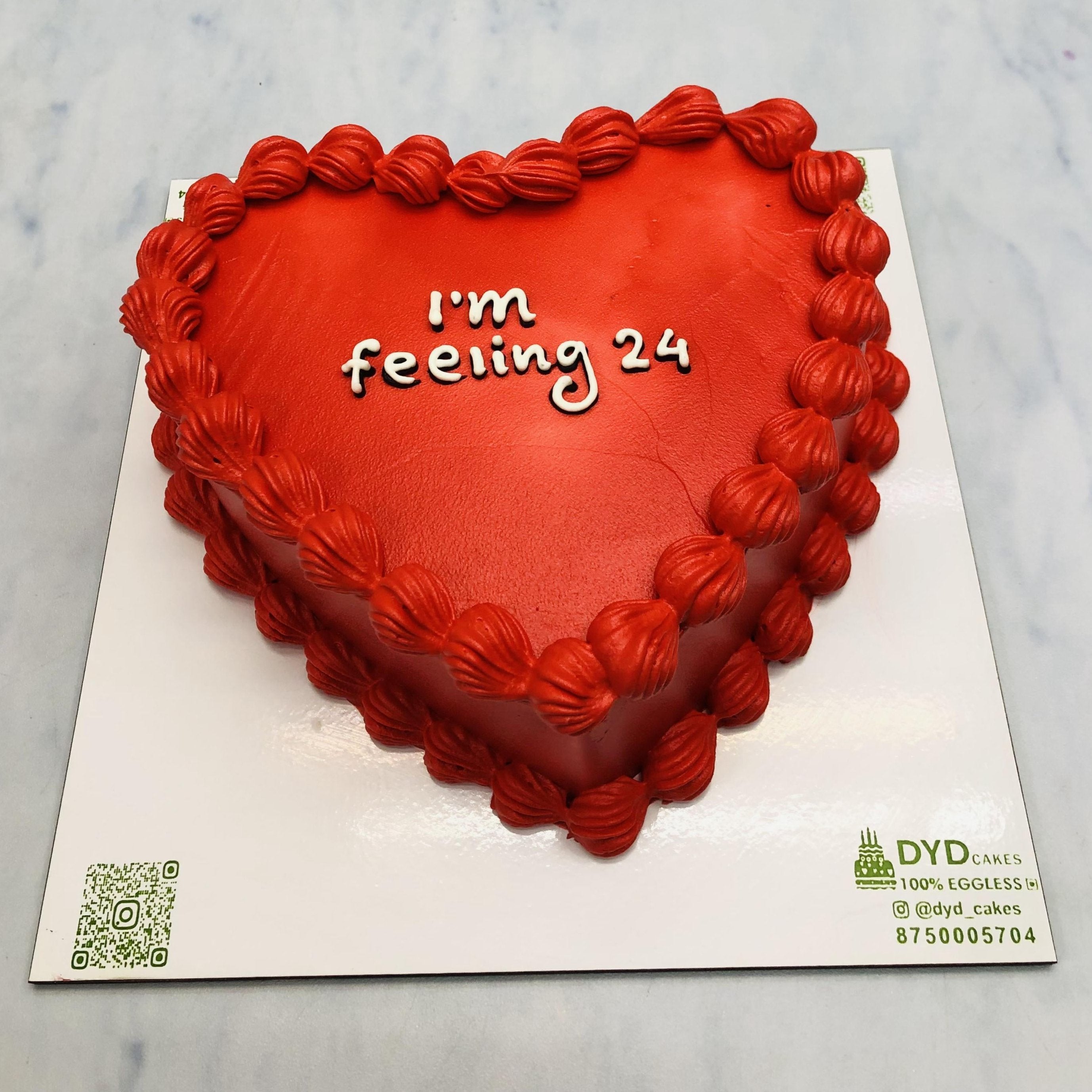 Pure Red Heart Shape Birthday Cake