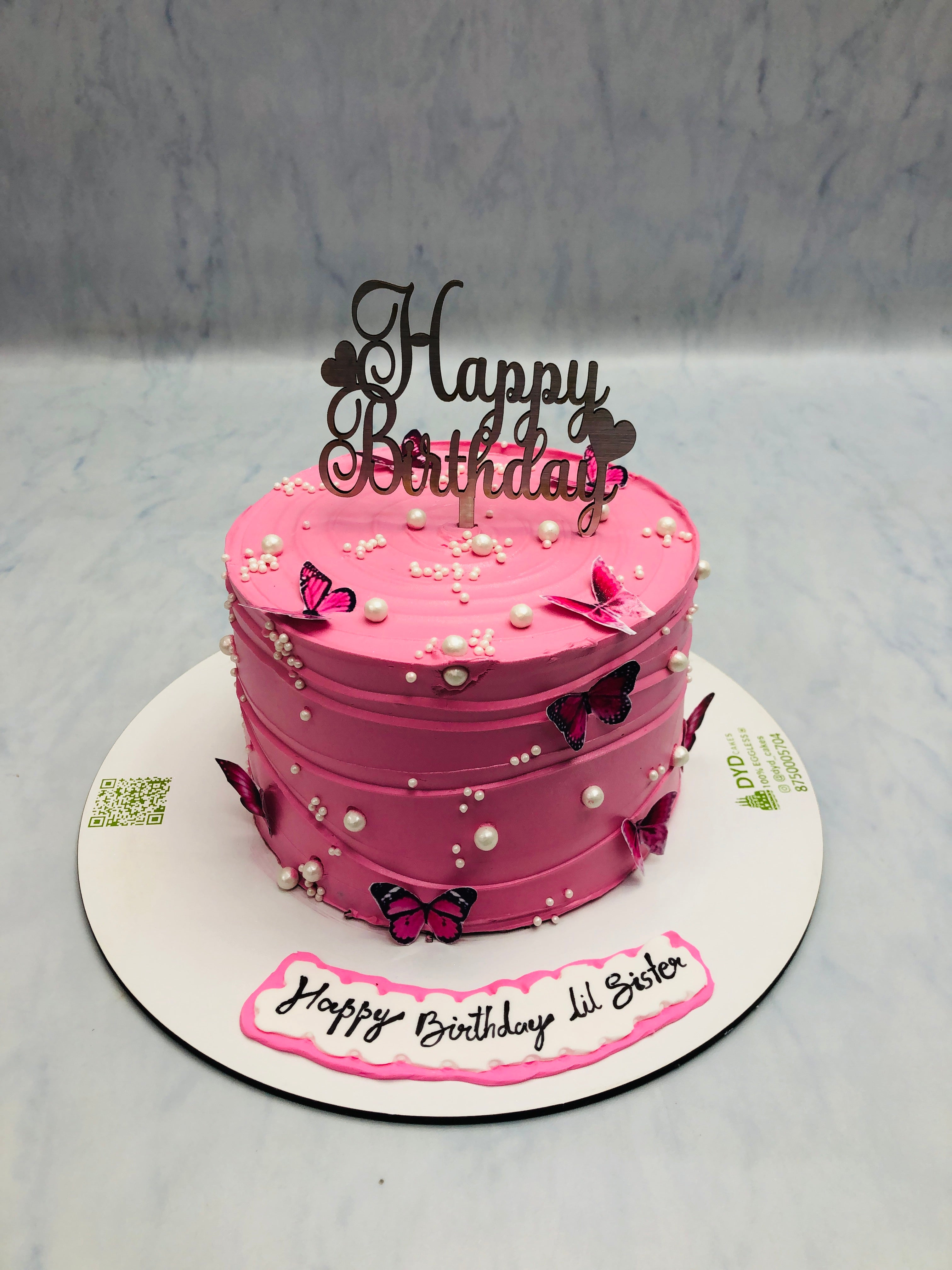 Dark Pink Aesthetic Butterflies Cake