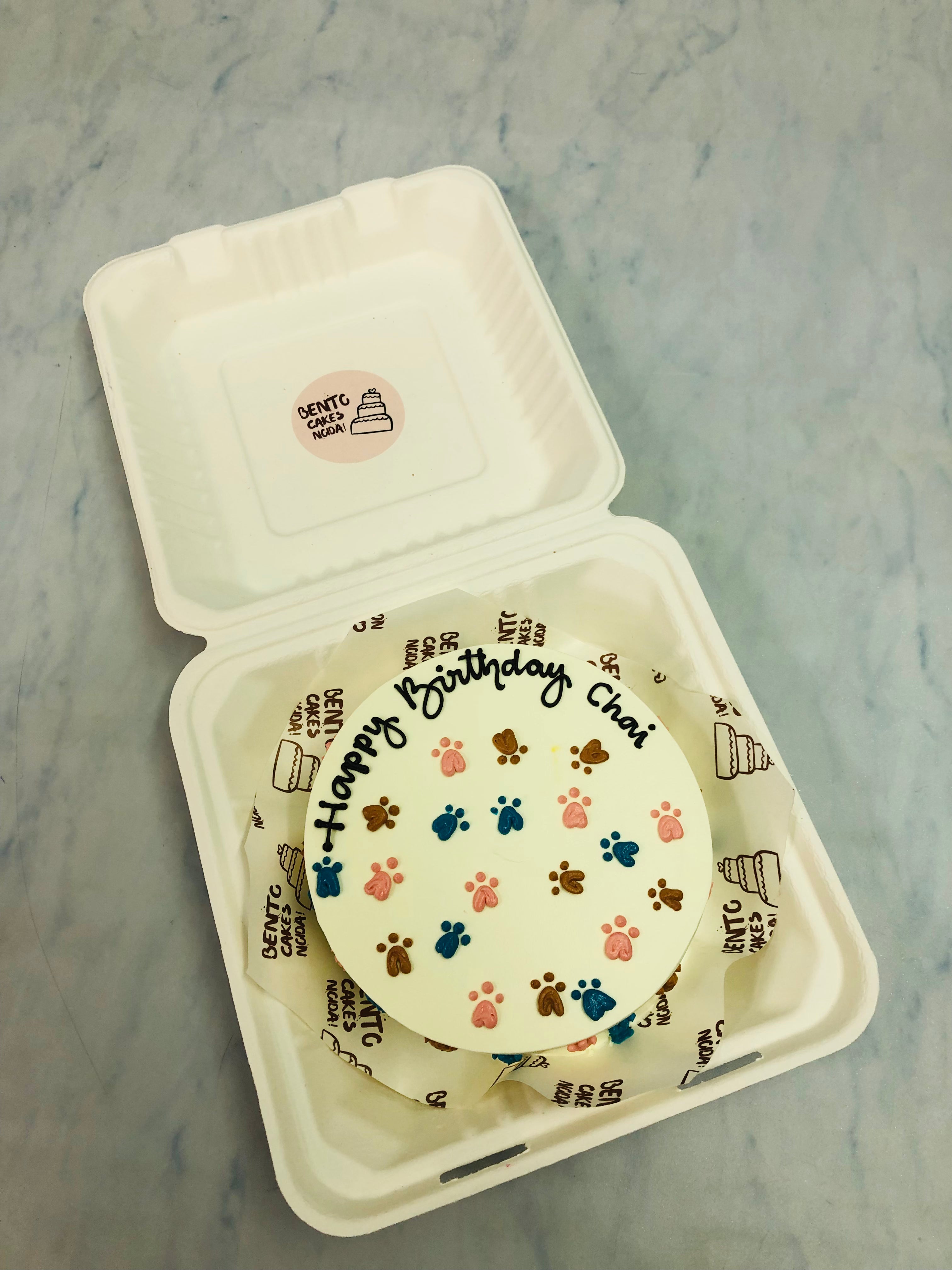 Puppy Foot Prints Theme Bento Cake