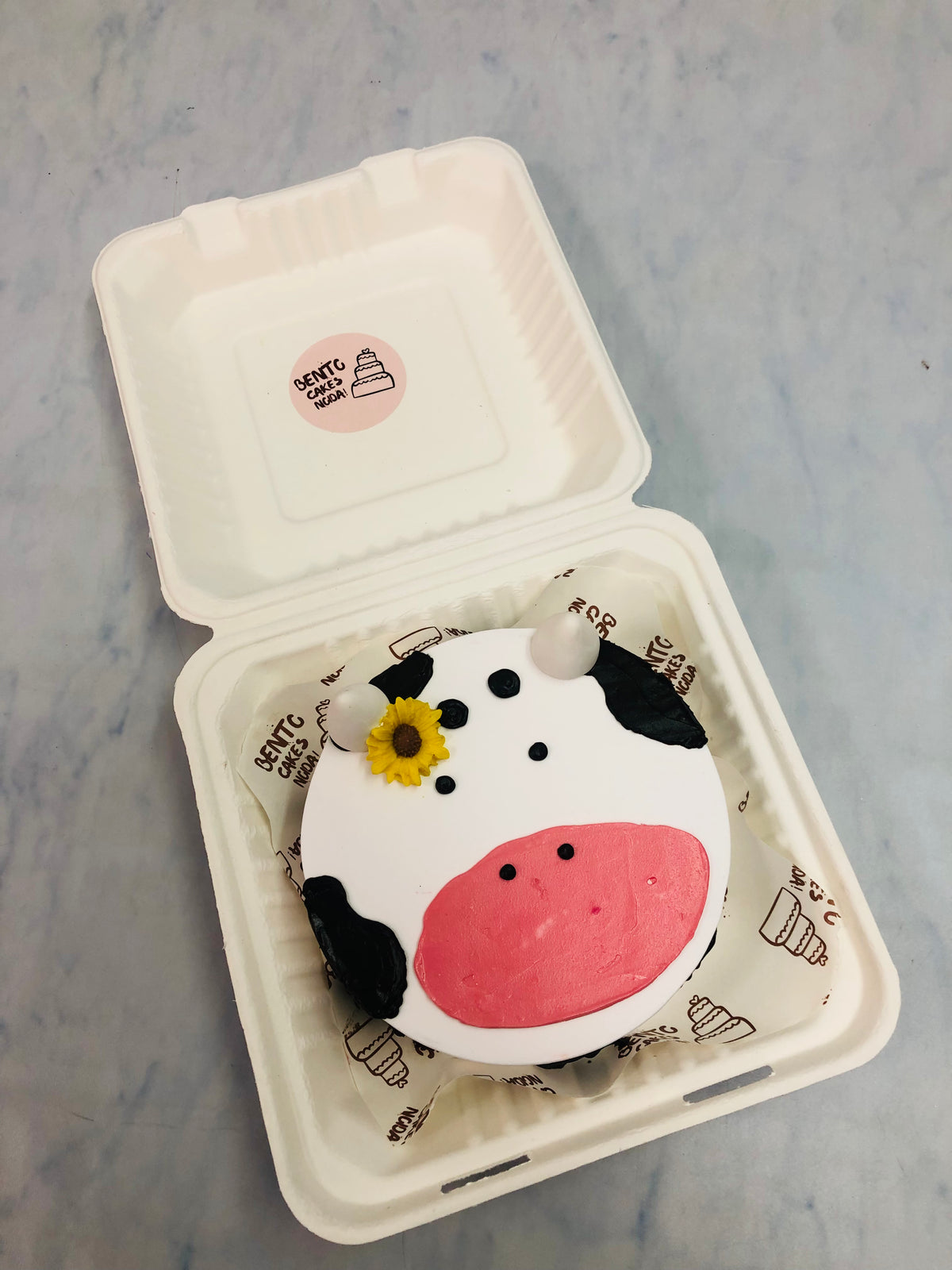 Cow Face Theme Bento Cake
