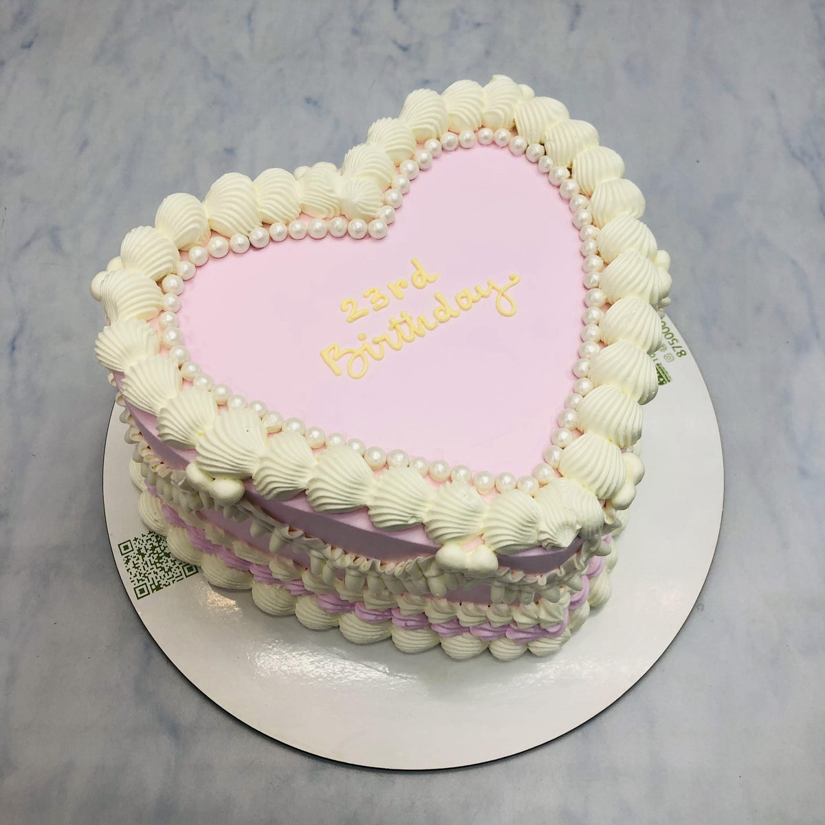 Light Pink and White Heart Shape Cake