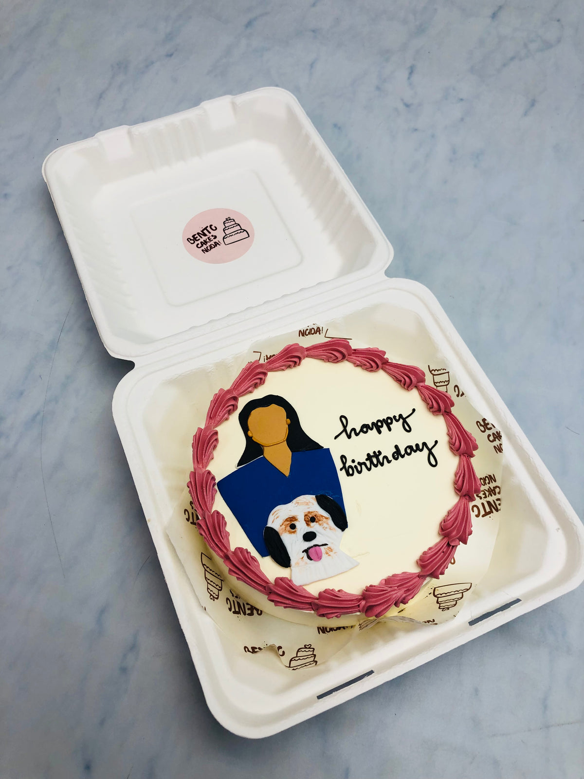 White Dog Birthday Theme Bento Cake – Bento Cakes Noida