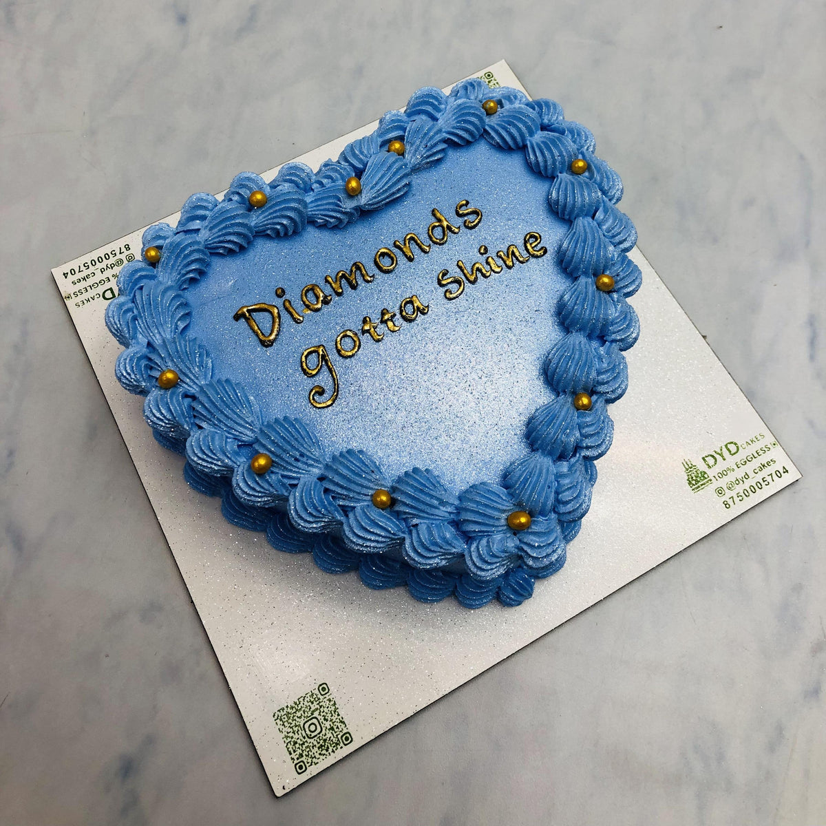 Vintage Blue Heart Shape Cake