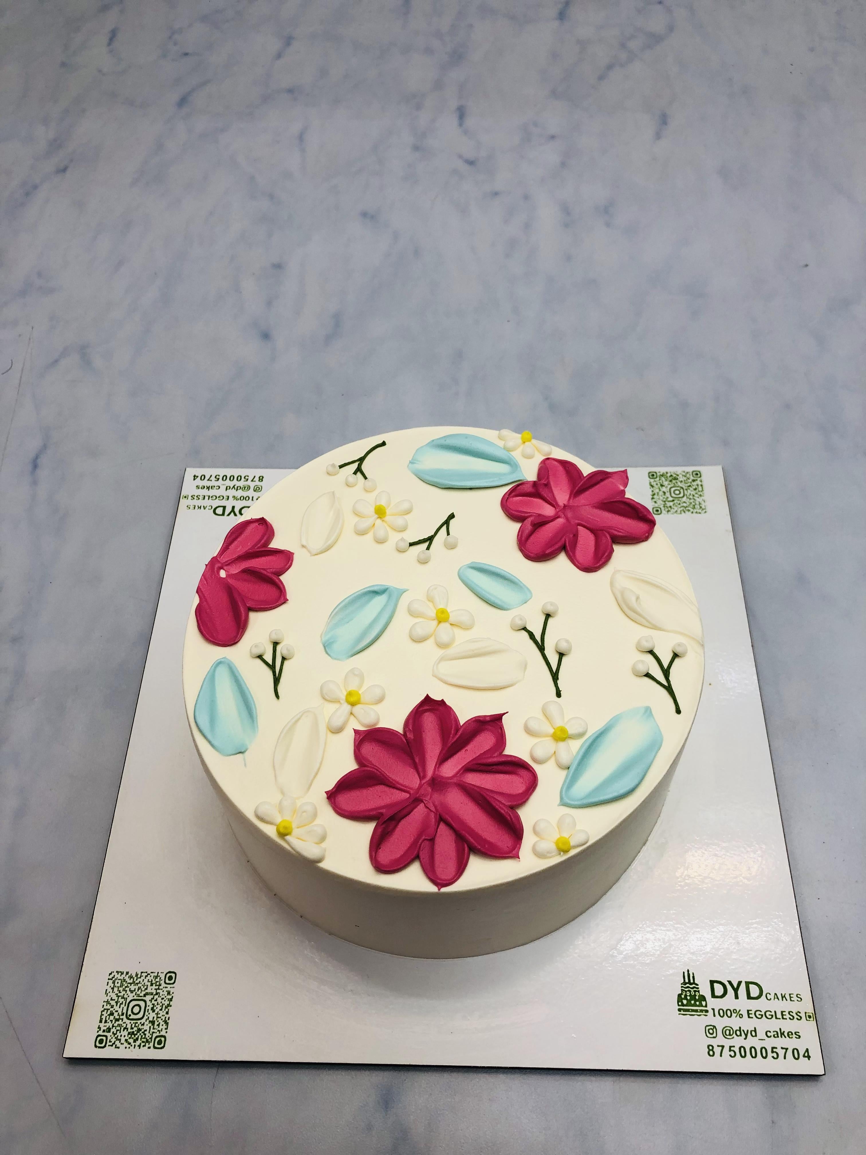 Multicolor Florals on Light Yellow Cake 2