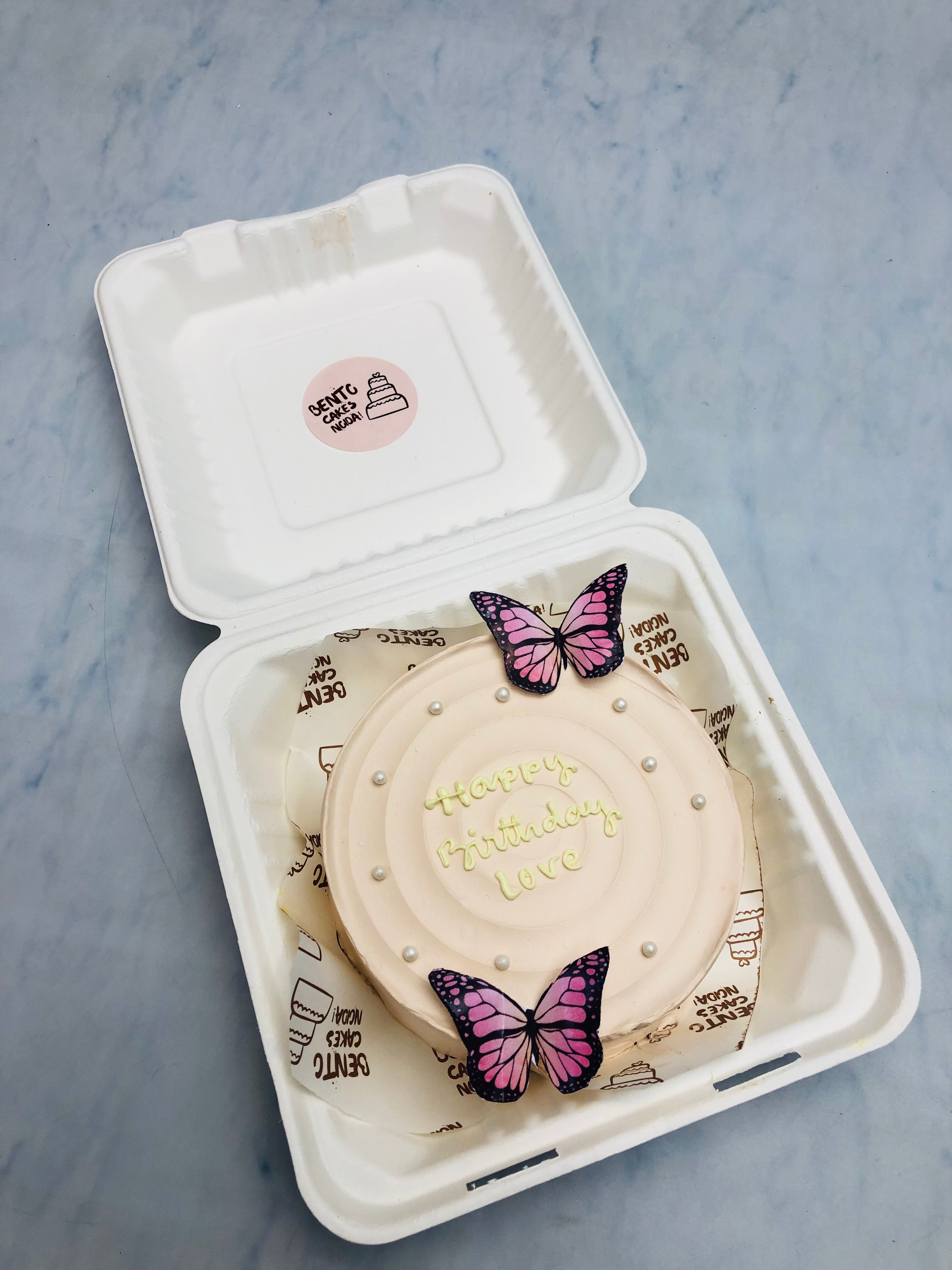 Peach Color Aesthetic Bento Cake