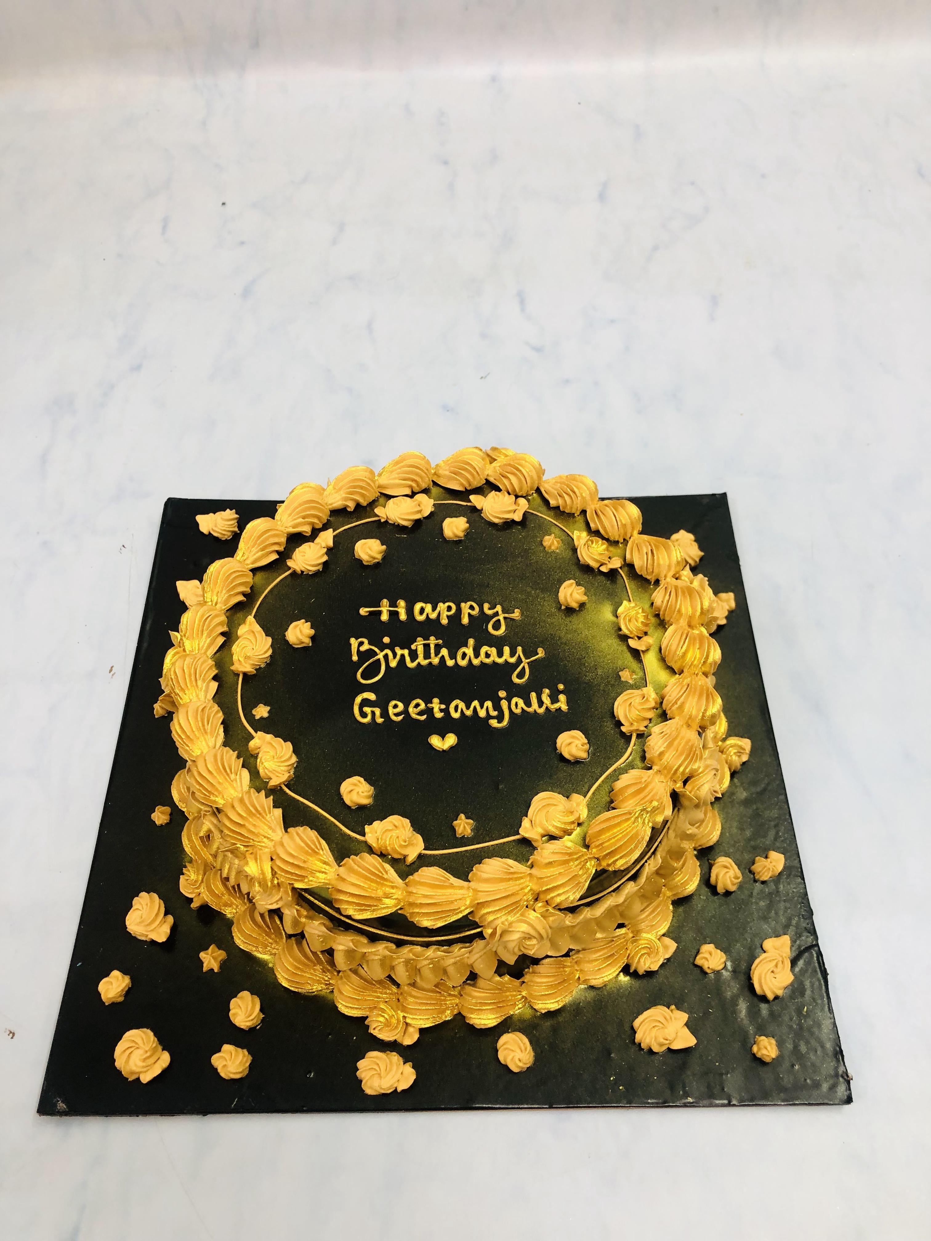 Black Golden Birthday Cake